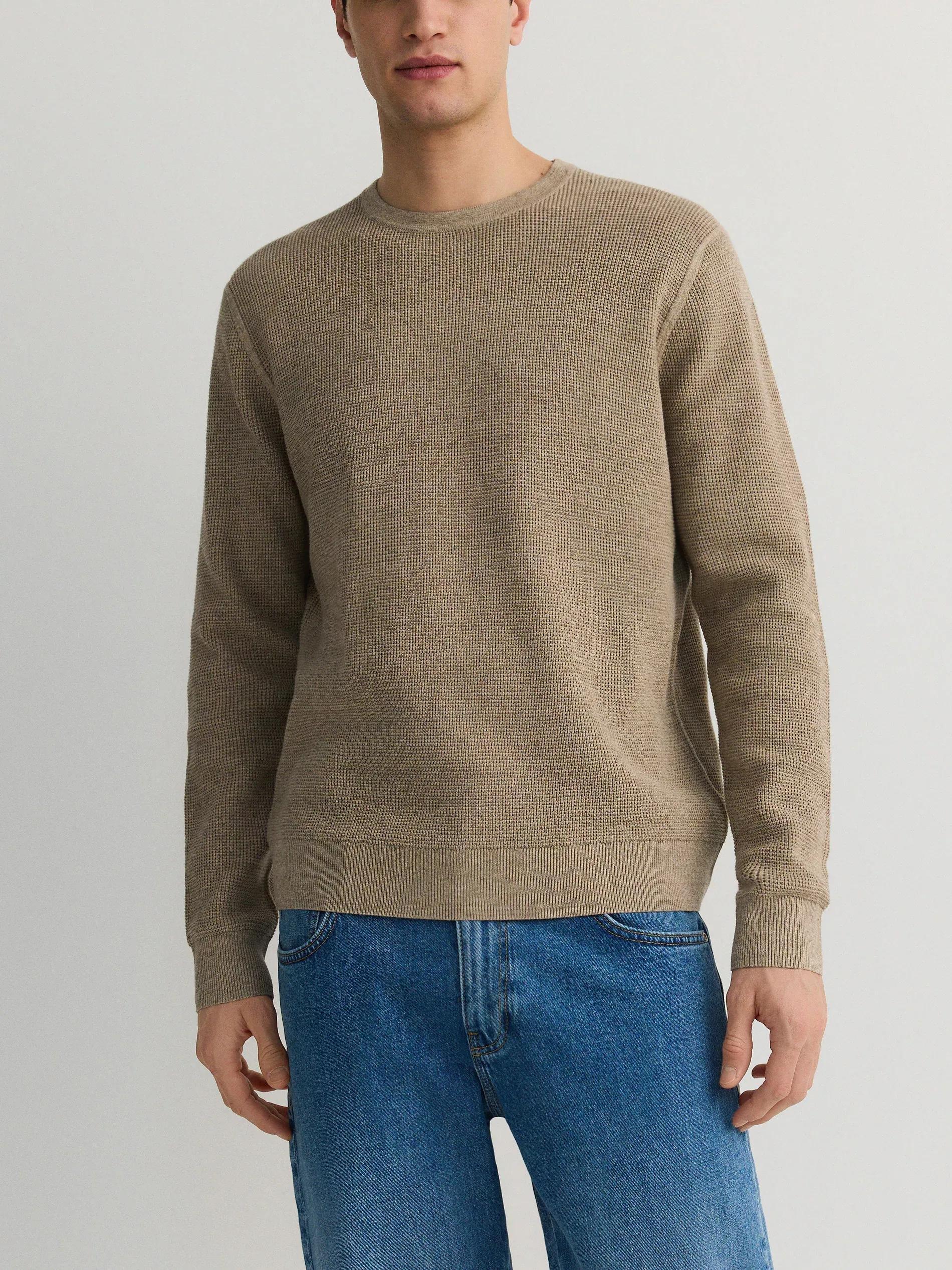 Beige High Cotton Content Sweater, , large image number 3
