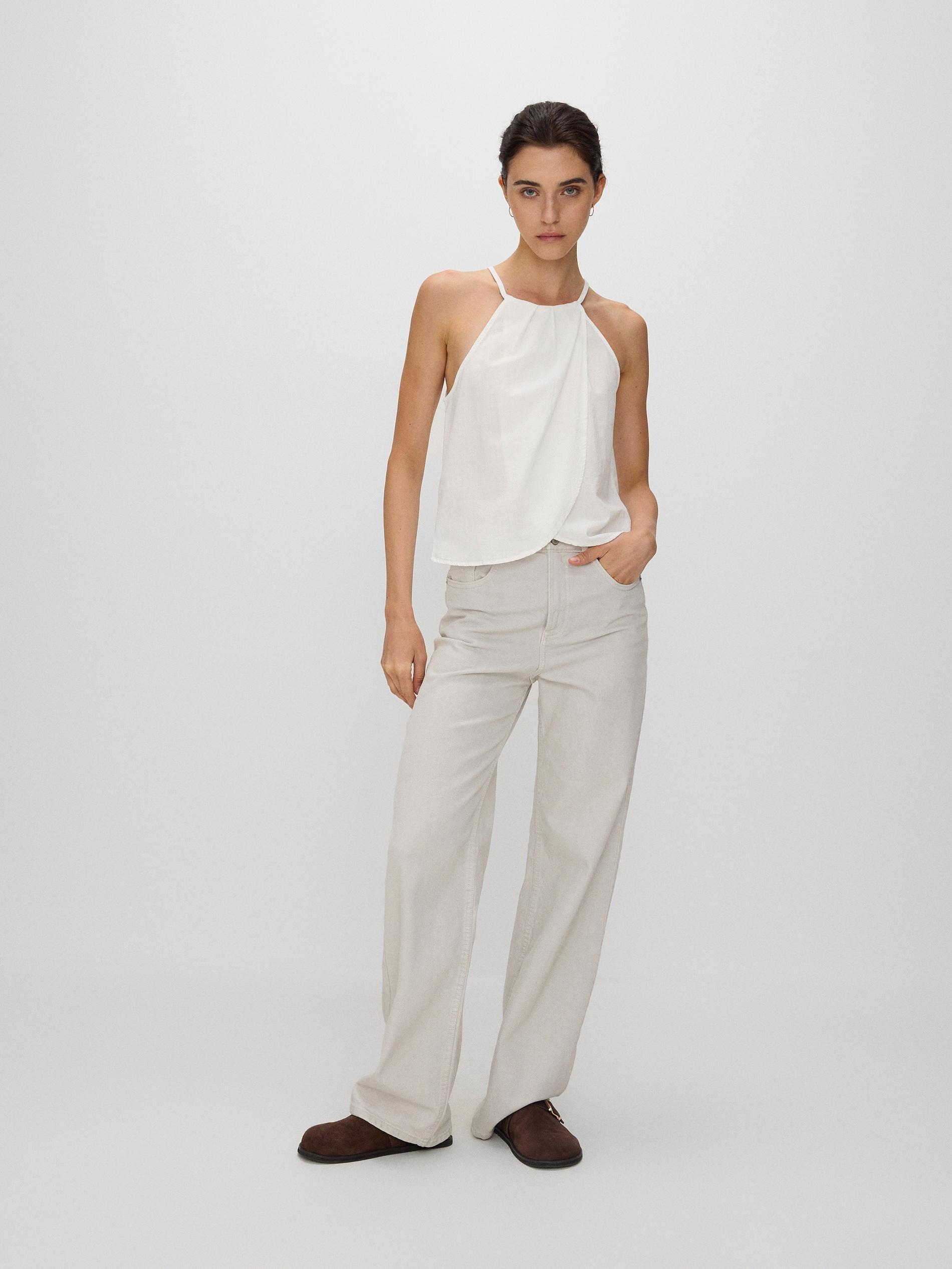 White Halter Neck Blouse, , large image number 2