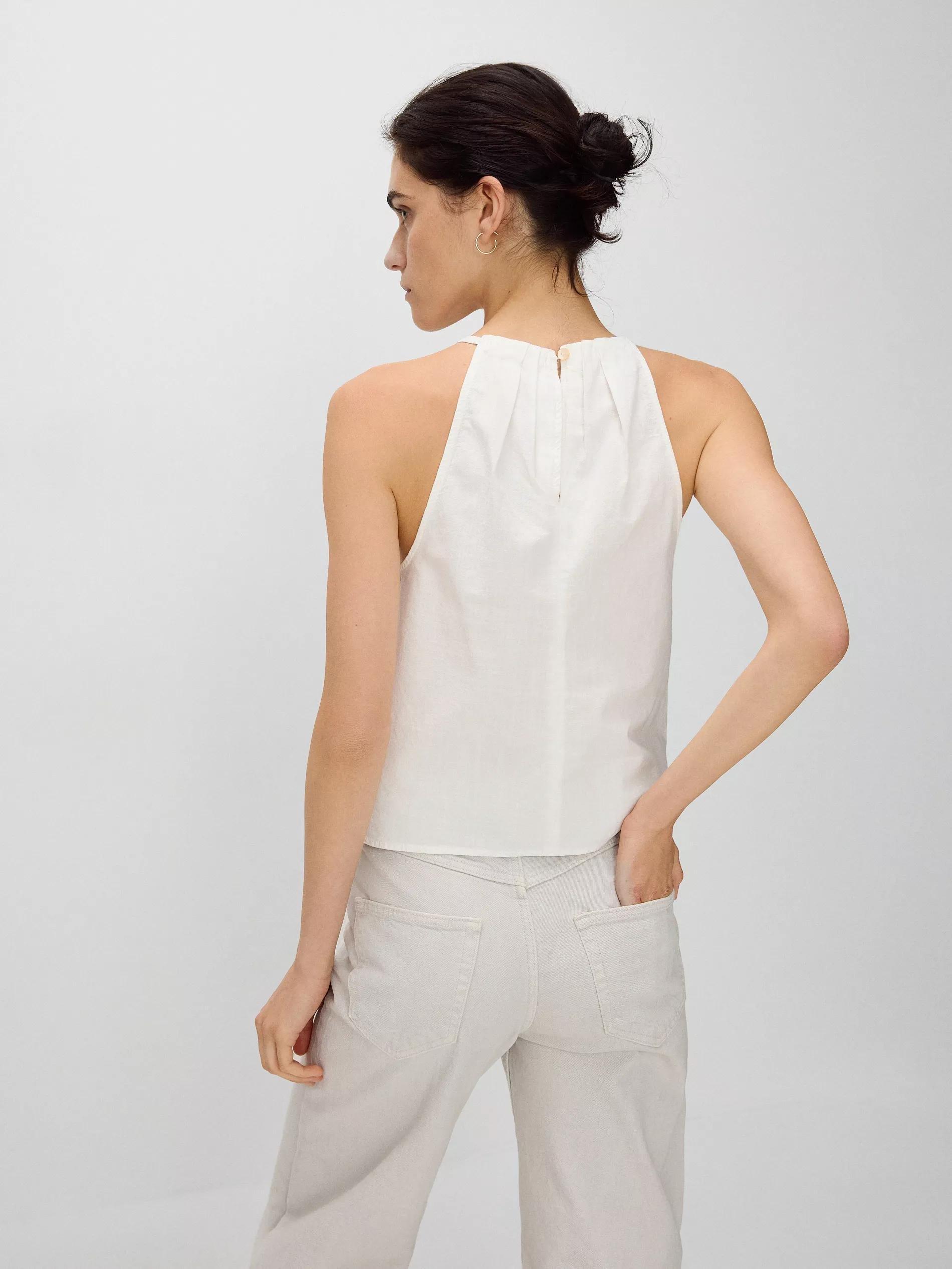 White Halter Neck Blouse, , large image number 3