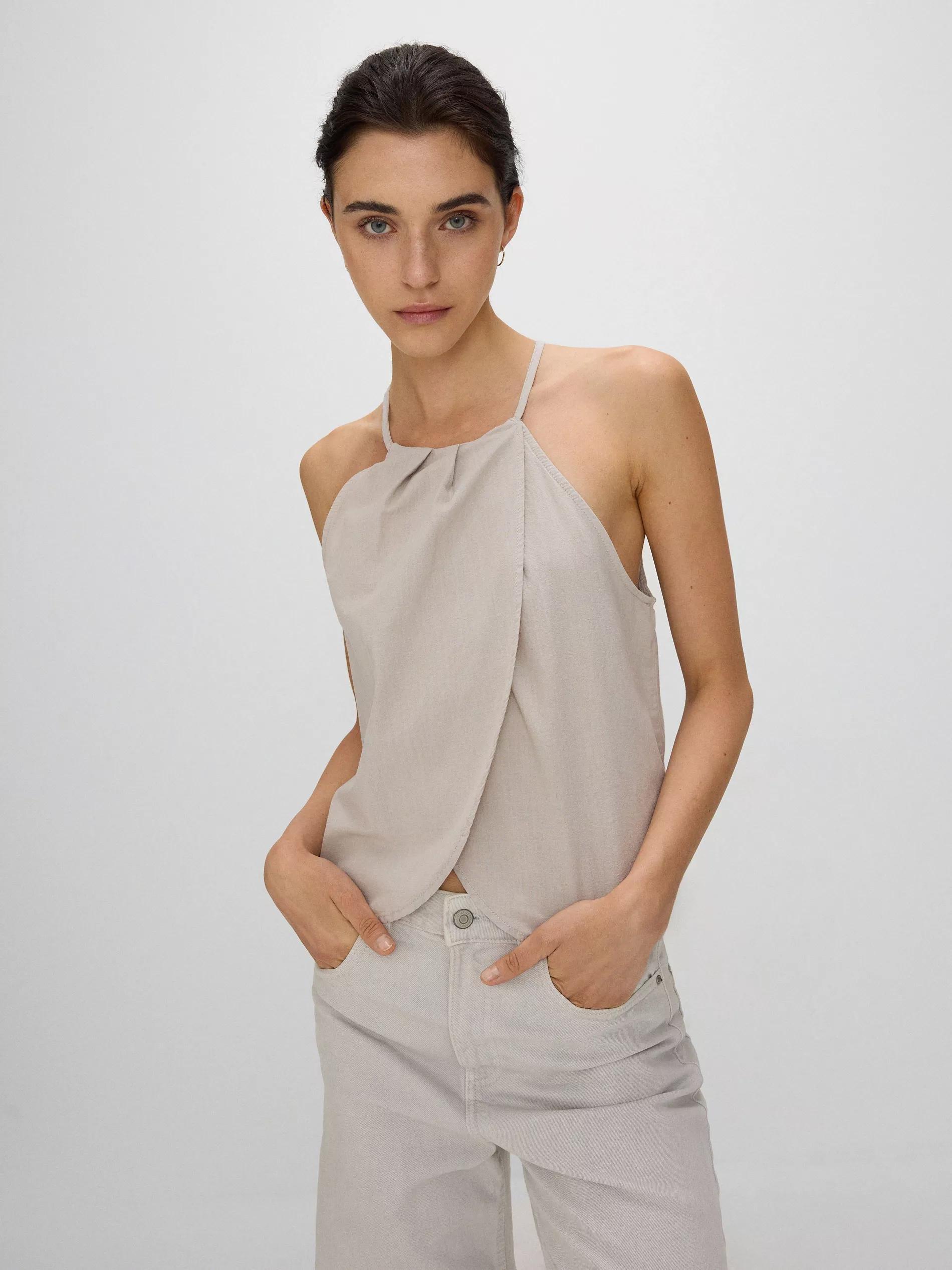 Grey Halter Neck Blouse, , large image number 0