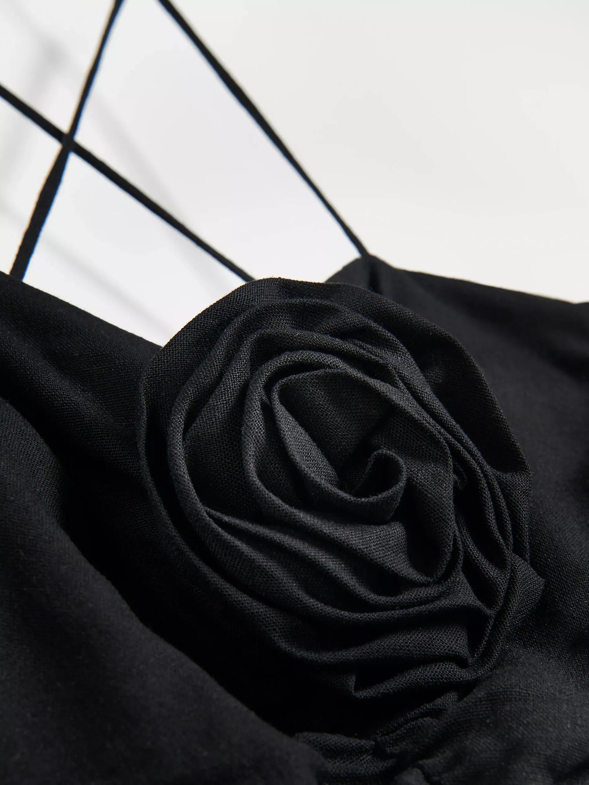 Black Top With Rose-Shaped Detail, , large image number 4