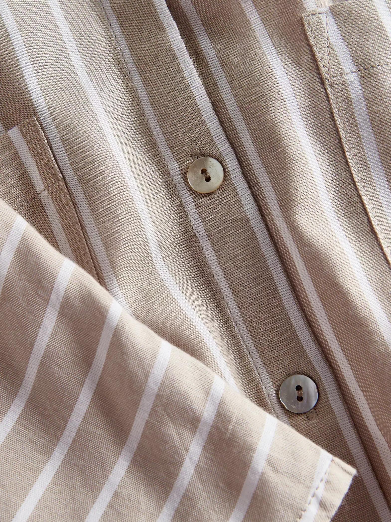 Beige Cropped Shirt With Tie Detail, , large image number 7