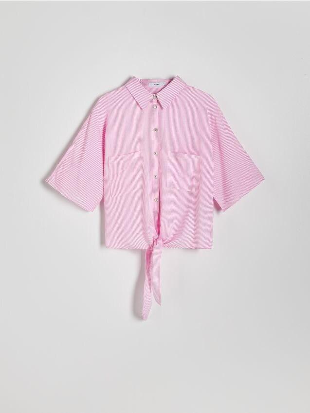 Pink Cropped Shirt With Tie Detail, , large image number 0