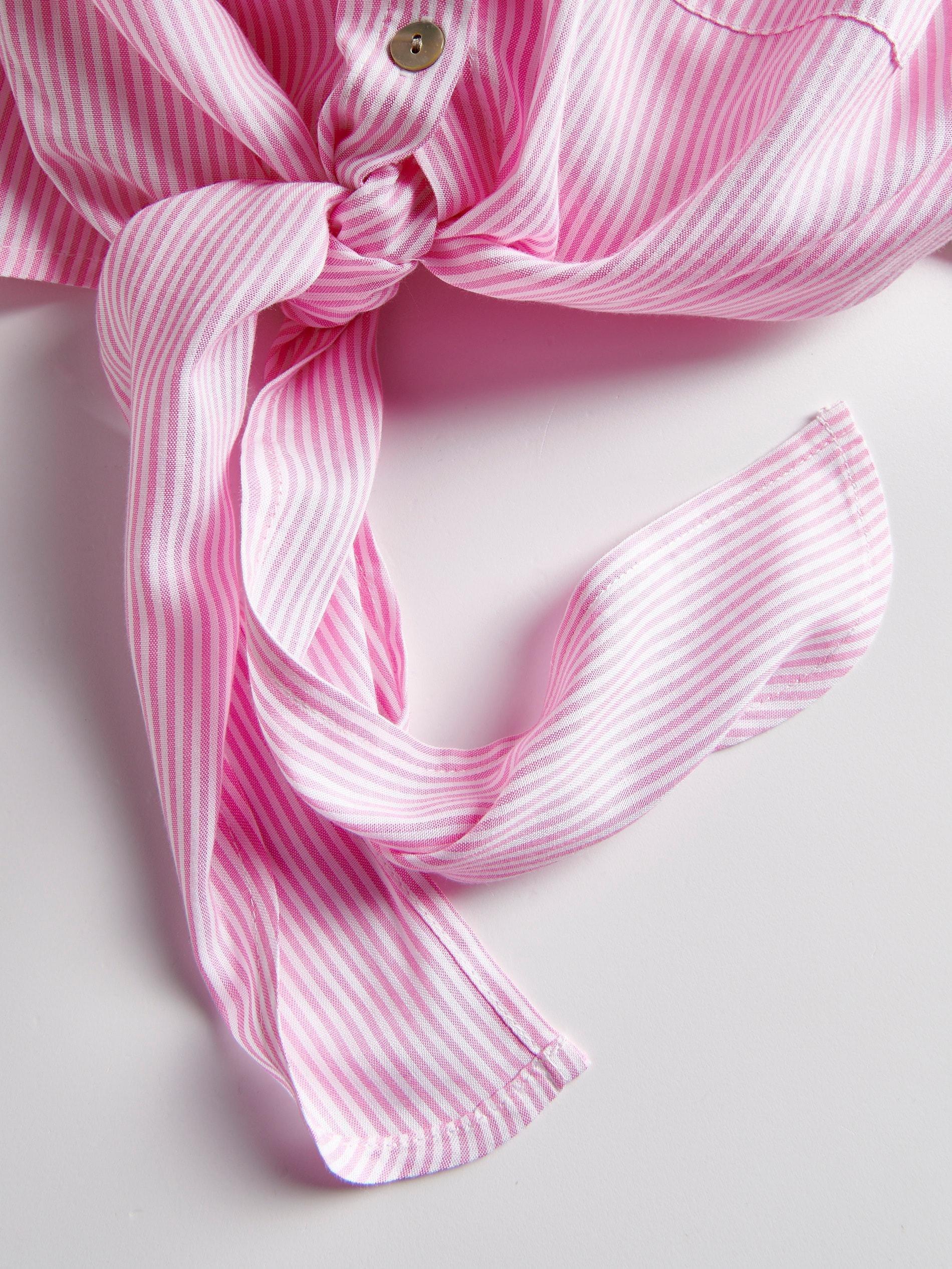 Pink Cropped Shirt With Tie Detail, , large image number 5