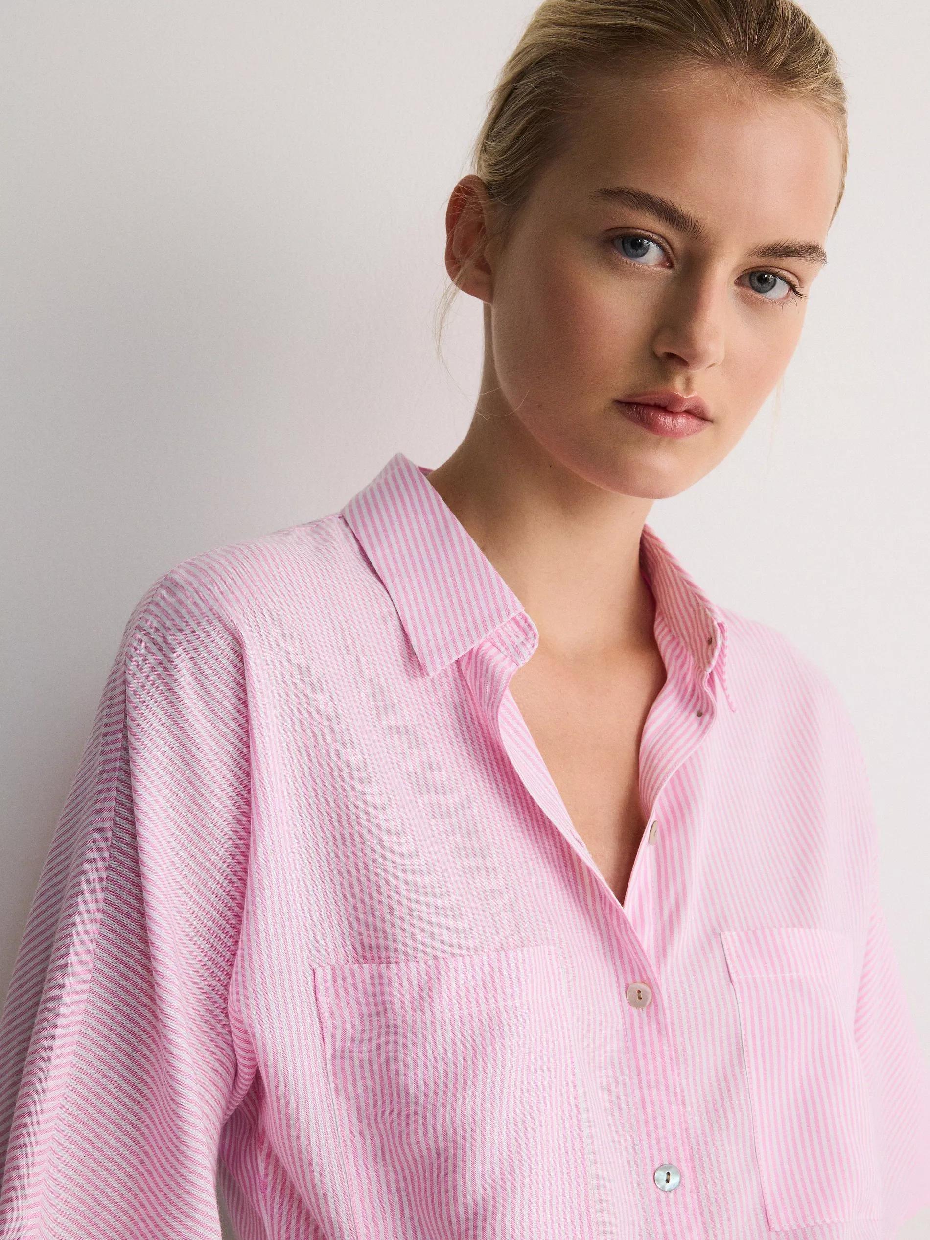 Pink Cropped Shirt With Tie Detail, , large image number 6