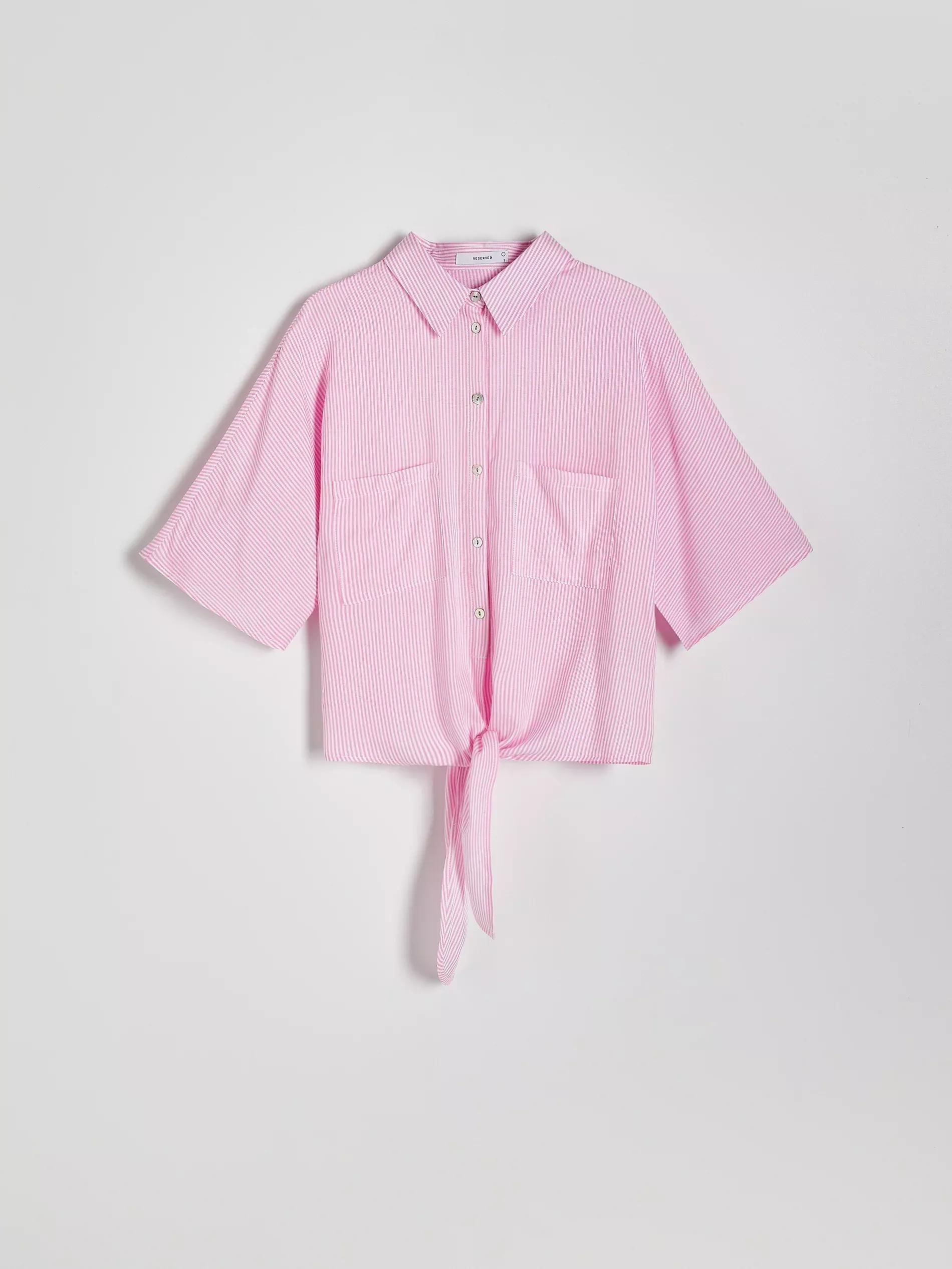 Pink Cropped Shirt With Tie Detail, , large image number 7
