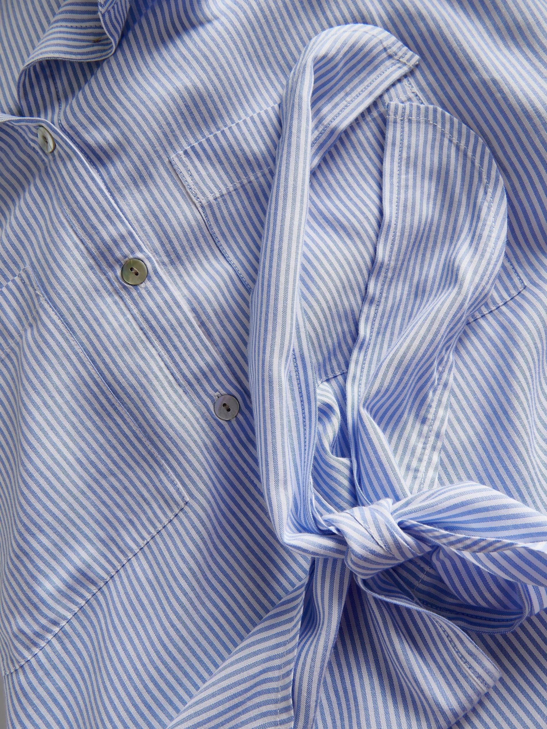 Blue Cropped Shirt With Tie Detail, , large image number 2