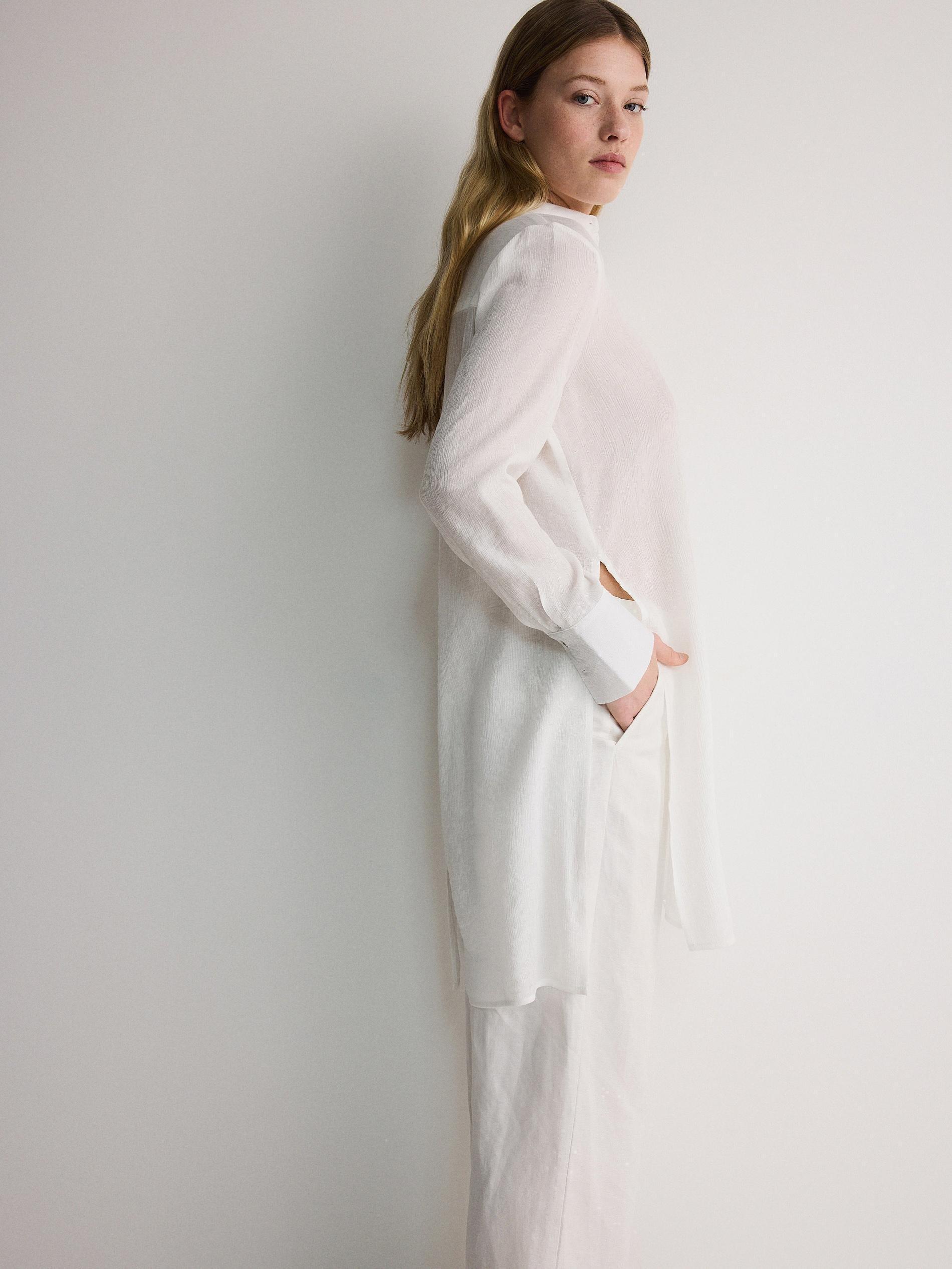 Cream Long Buttoned Shirt, , large image number 2