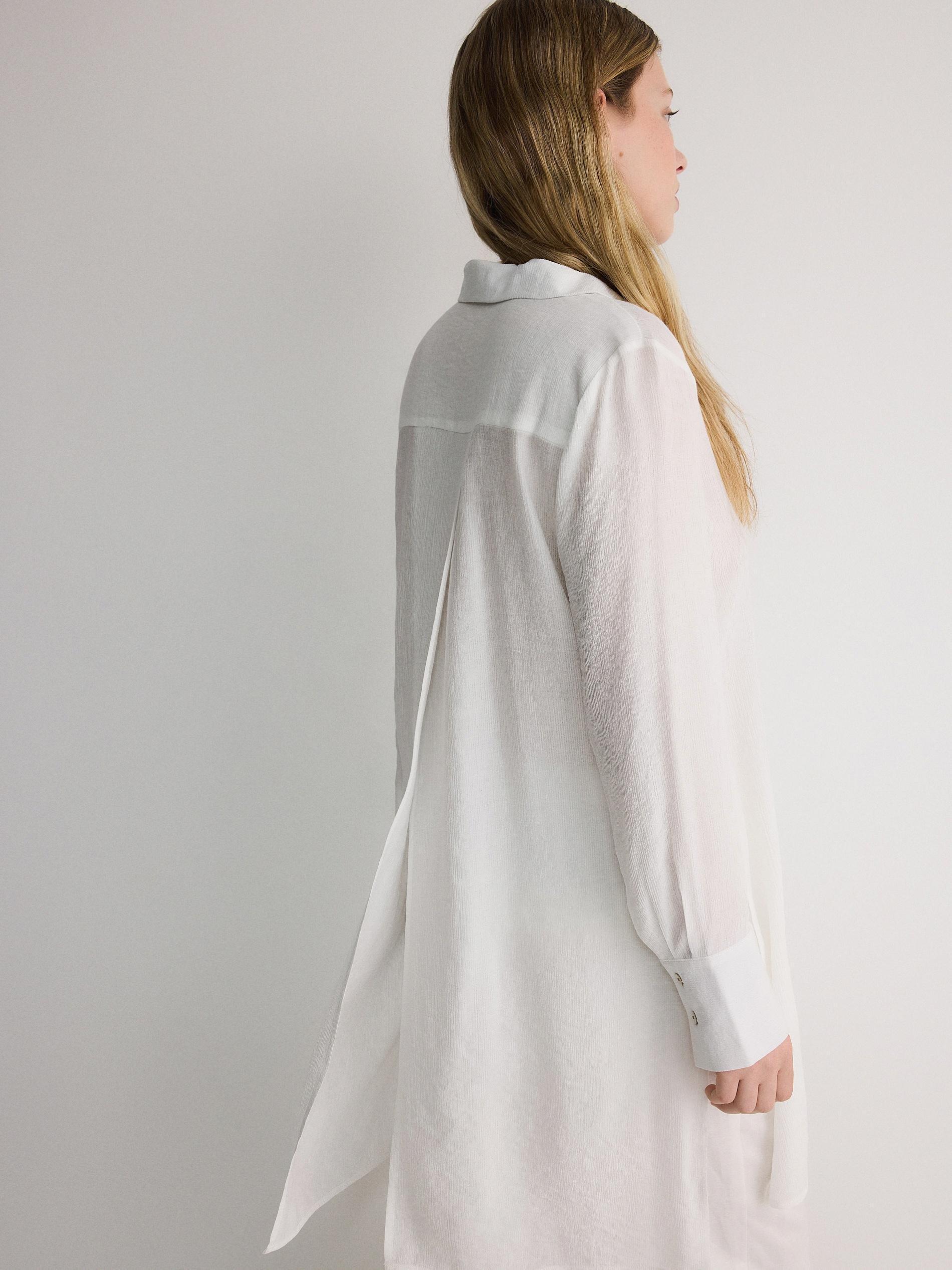 Cream Long Buttoned Shirt, , large image number 3