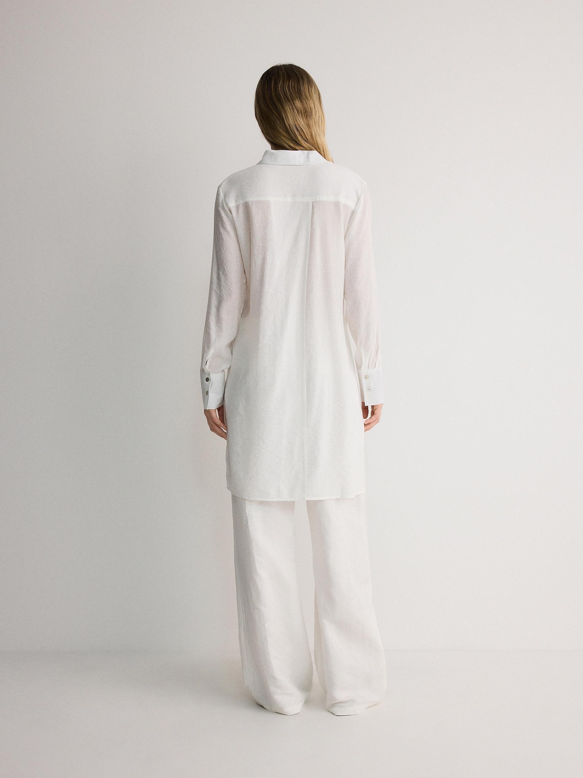 Cream Long Buttoned Shirt, , large image number 4