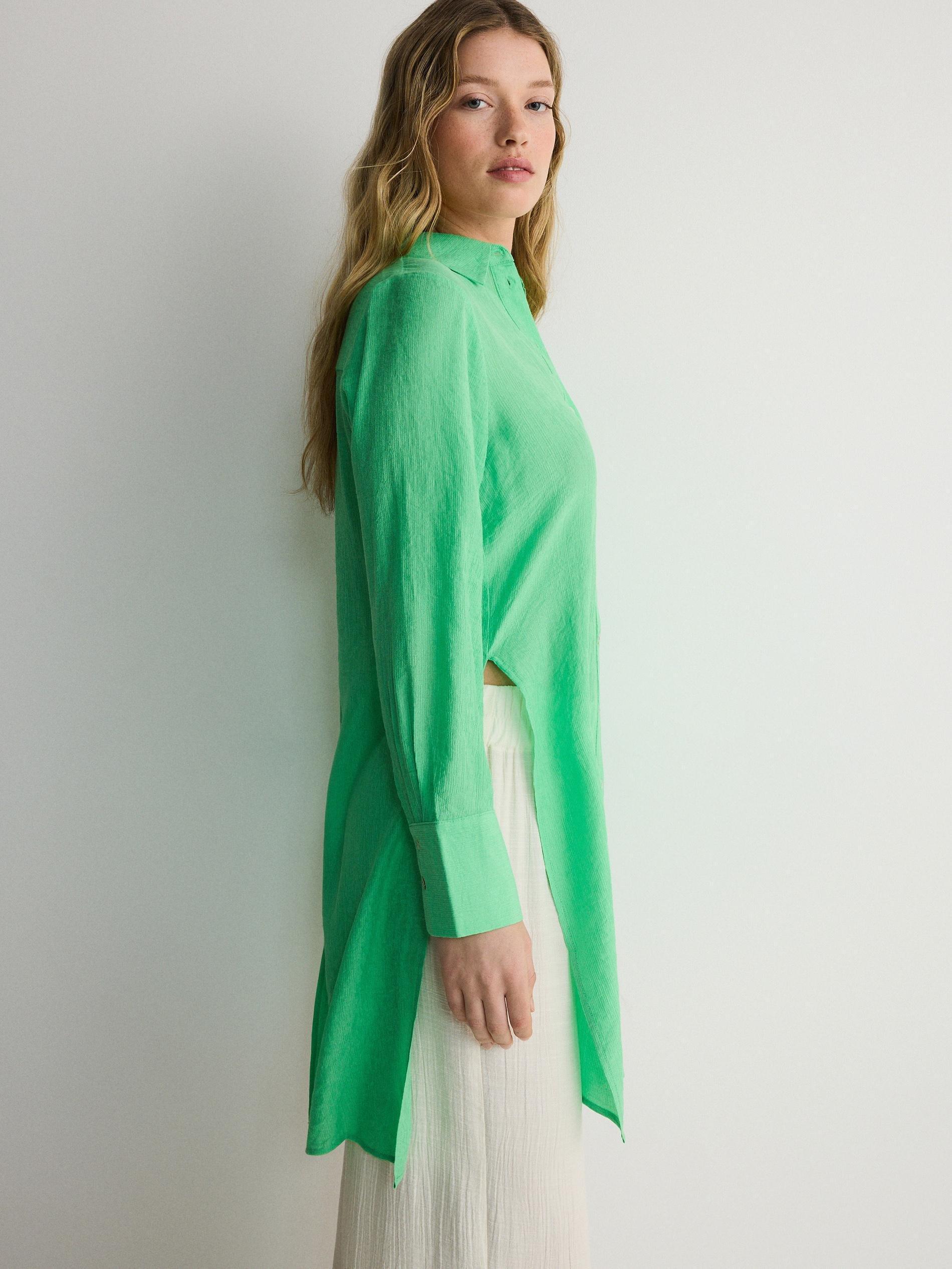 Green Side Slit Shirt, , large image number 1