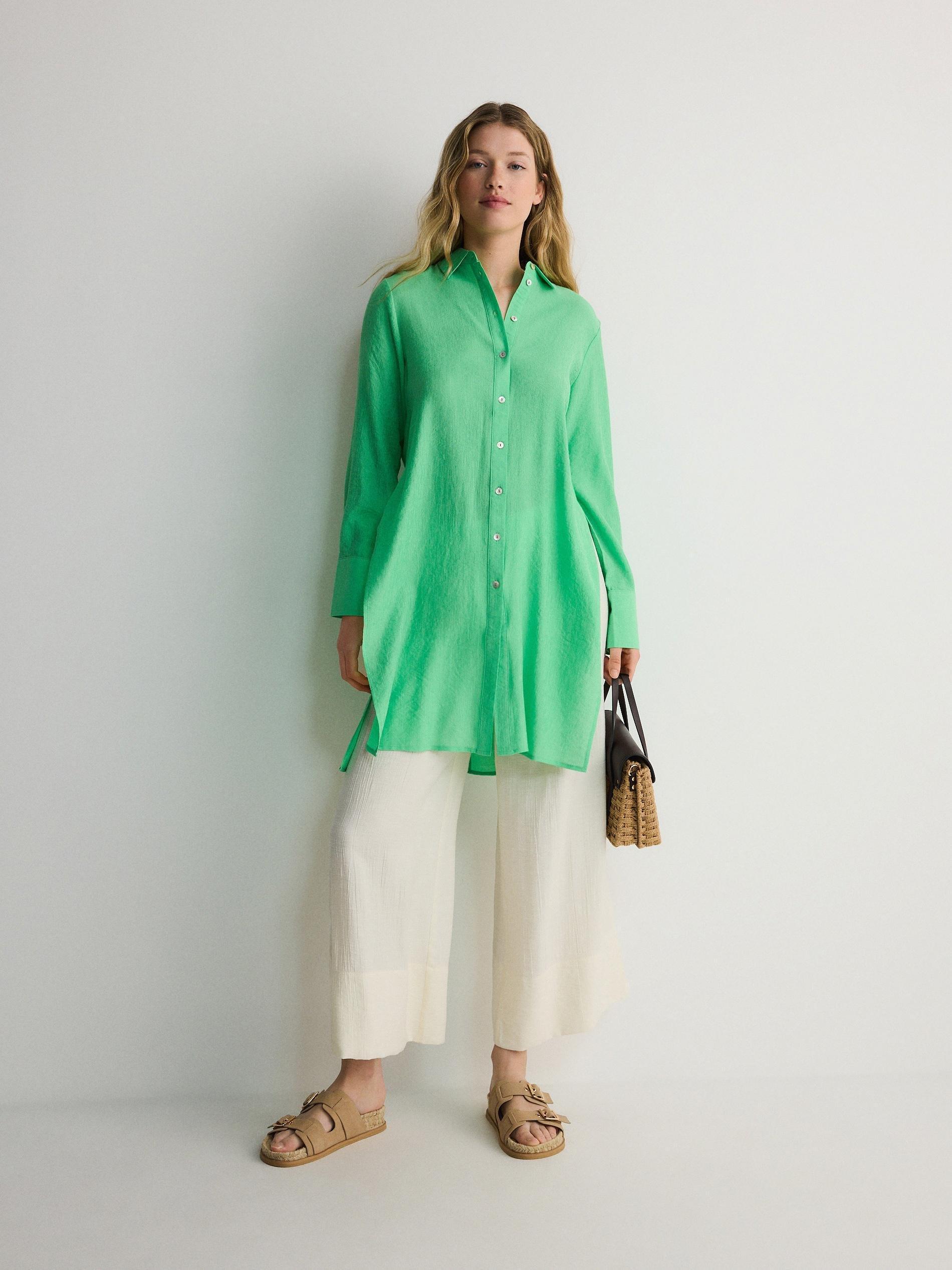 Green Side Slit Shirt, , large image number 2