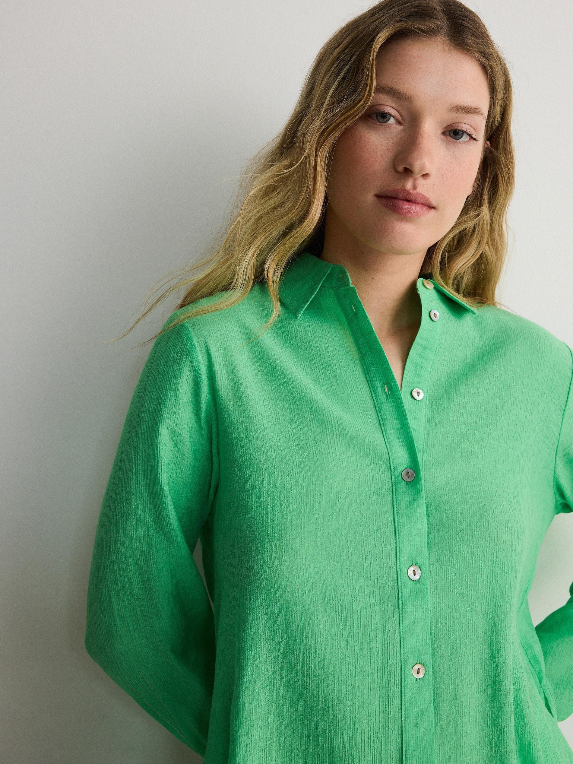 Green Side Slit Shirt, , large image number 3