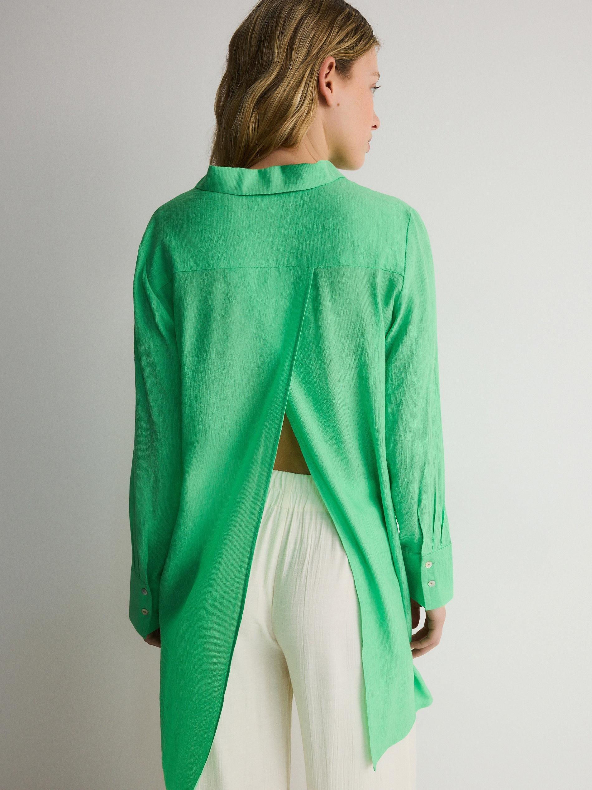 Green Side Slit Shirt, , large image number 4
