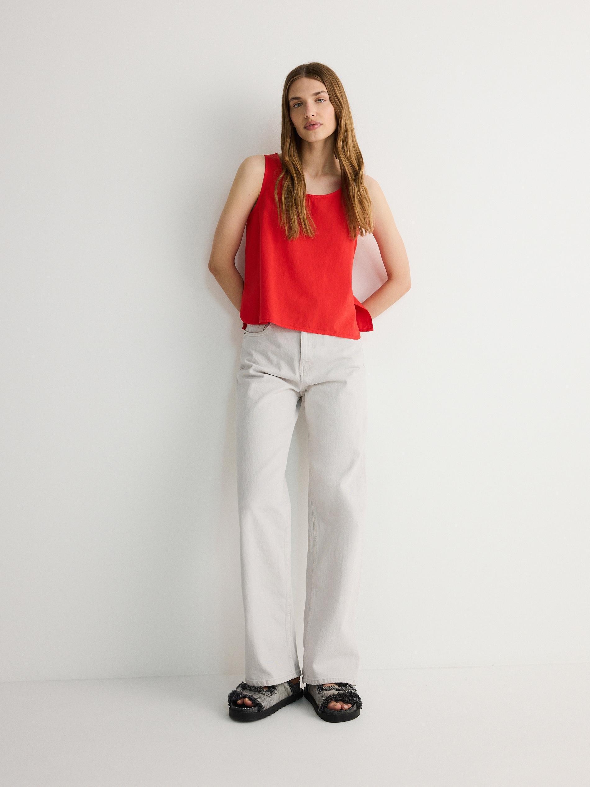 Red Round Neck Top, , large image number 4