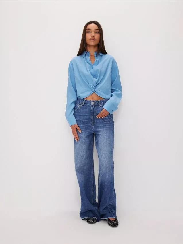 Blue Detailed Long Sleeve Shirt, , large image number 0