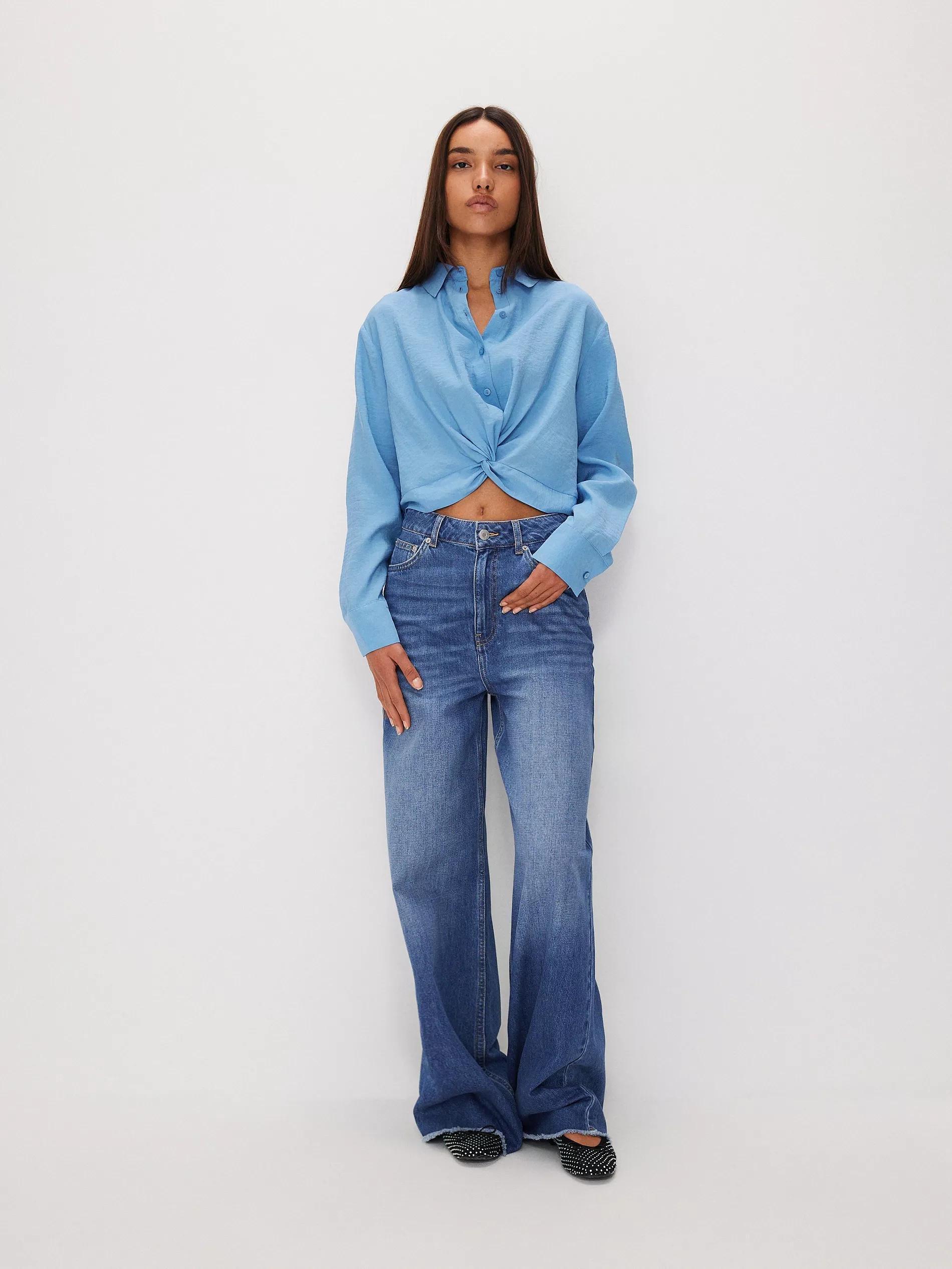 Blue Detailed Long Sleeve Shirt, , large image number 1