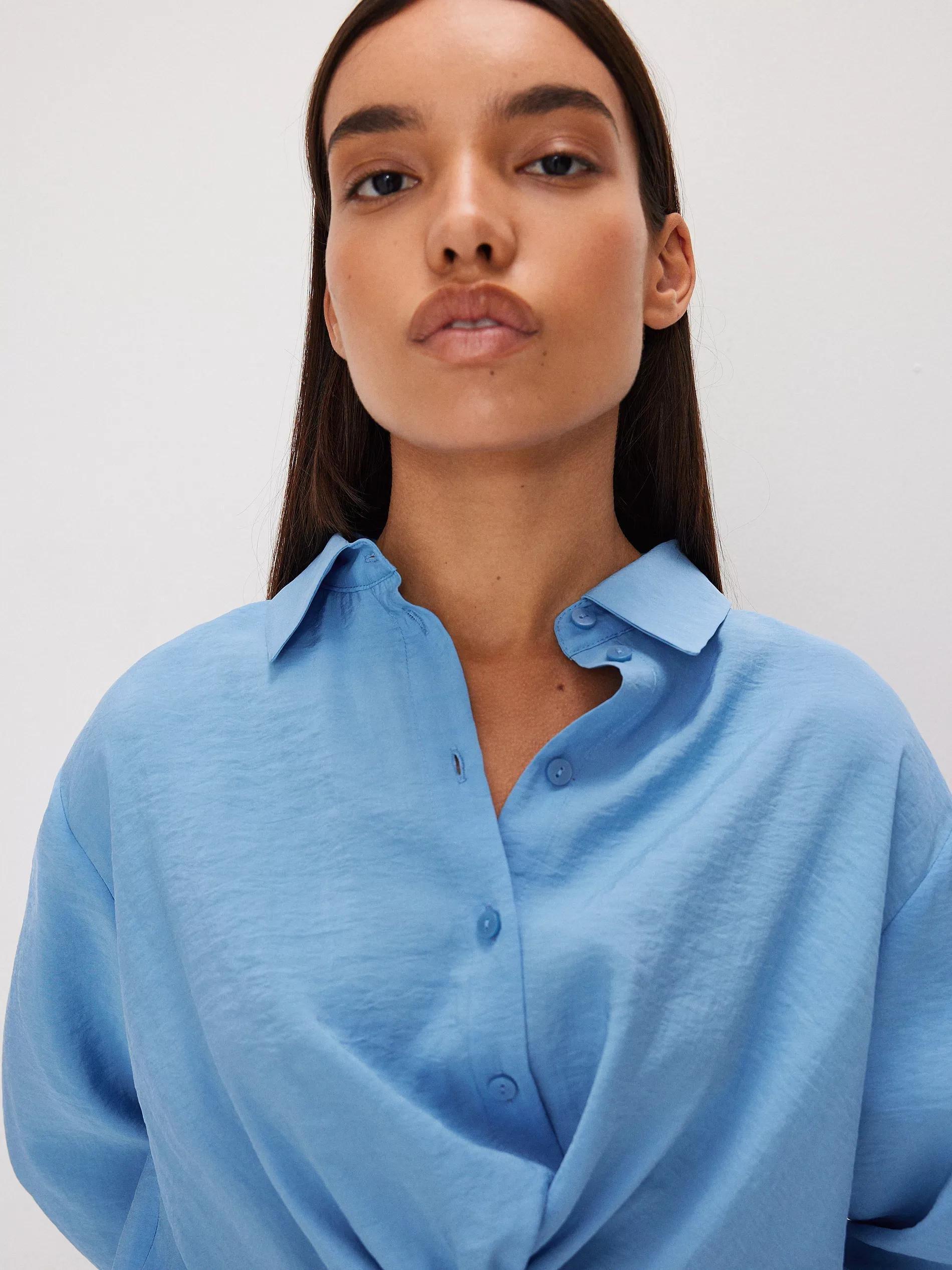 Blue Detailed Long Sleeve Shirt, , large image number 2