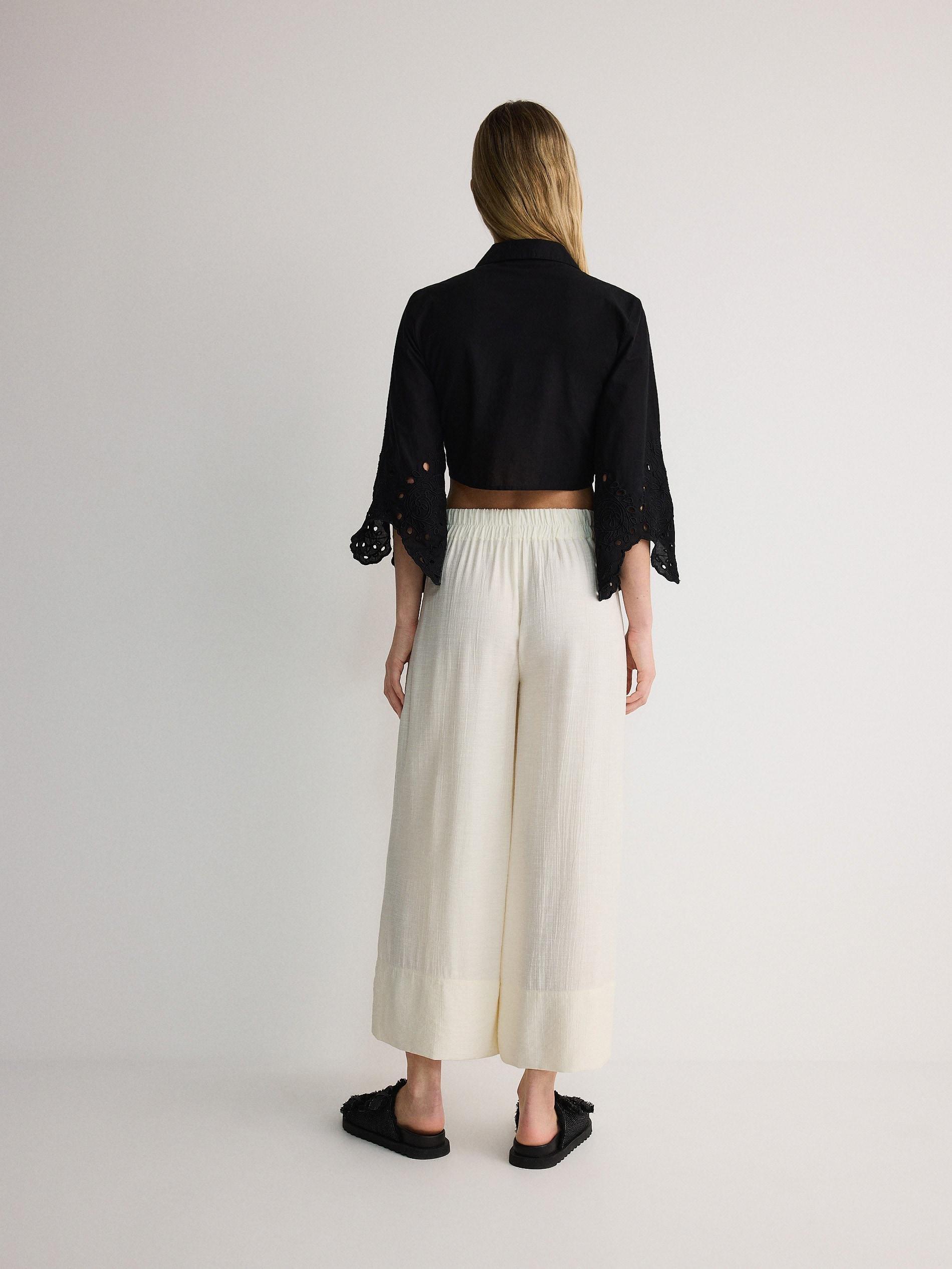 Black Cropped Tie Detail Shirt, , large image number 4