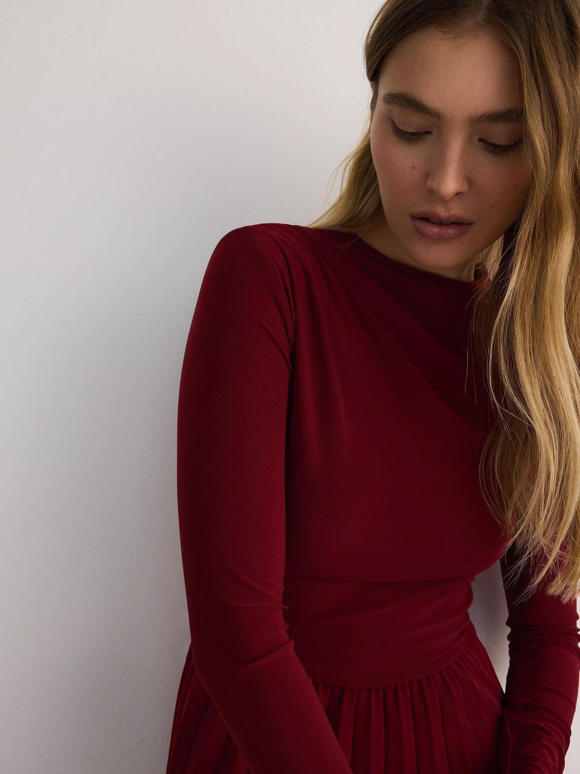 Red Pleated Maxi Drees, , large image number 2