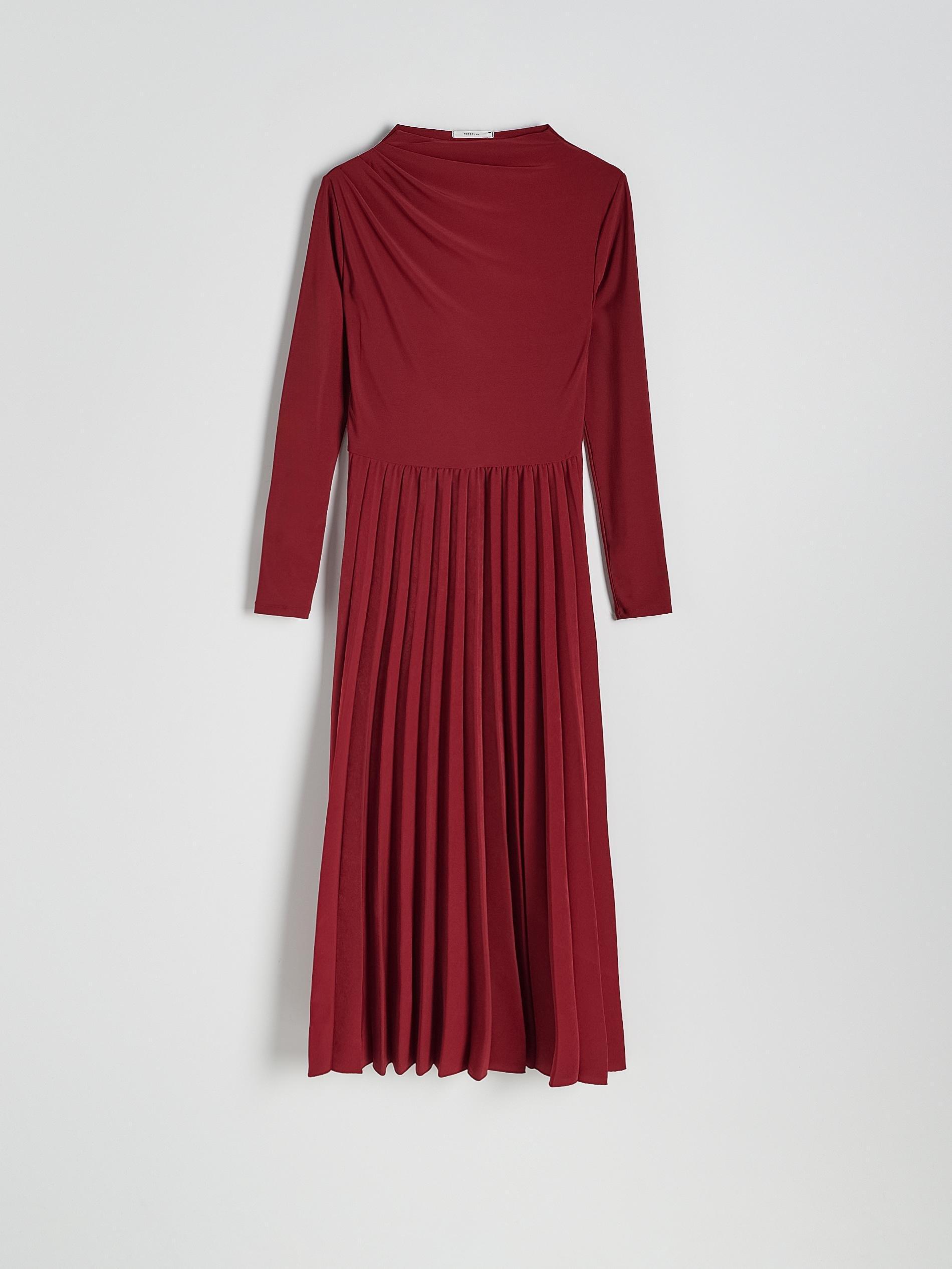 Red Pleated Maxi Drees, , large image number 4