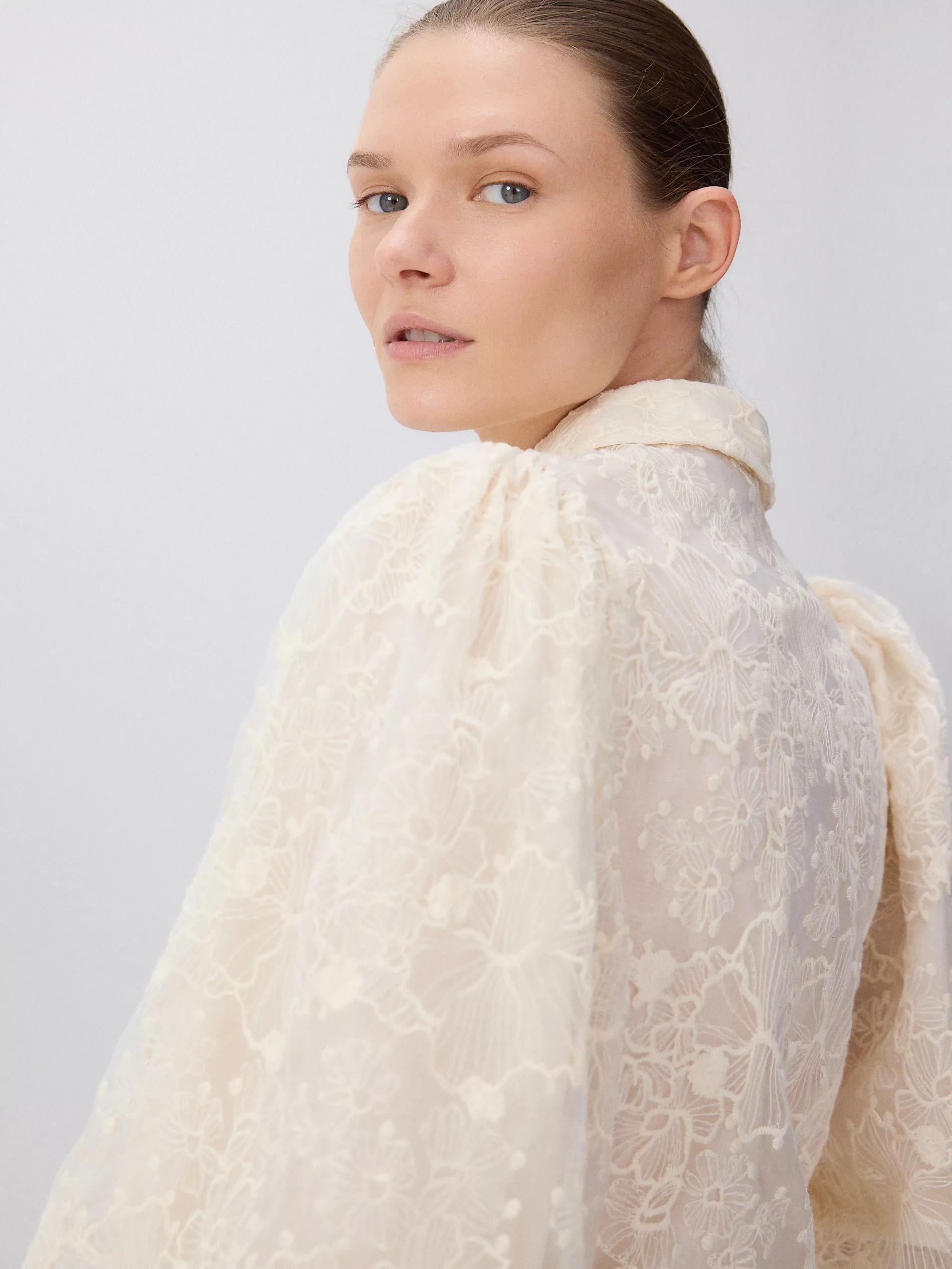 Beige Blouse With Decorative Embroidery, , large image number 4