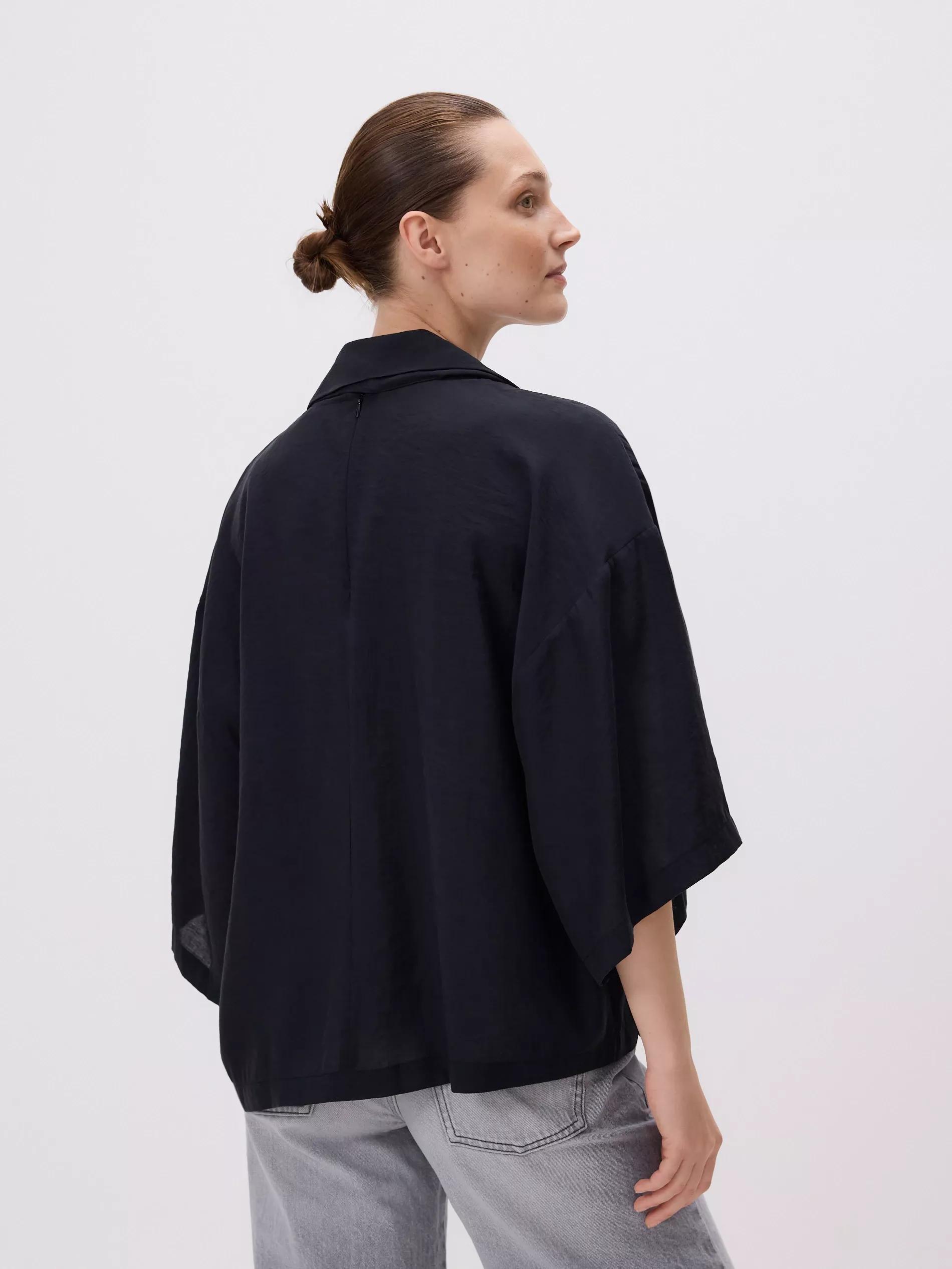 Black Blouse With Tie Details, , large image number 3