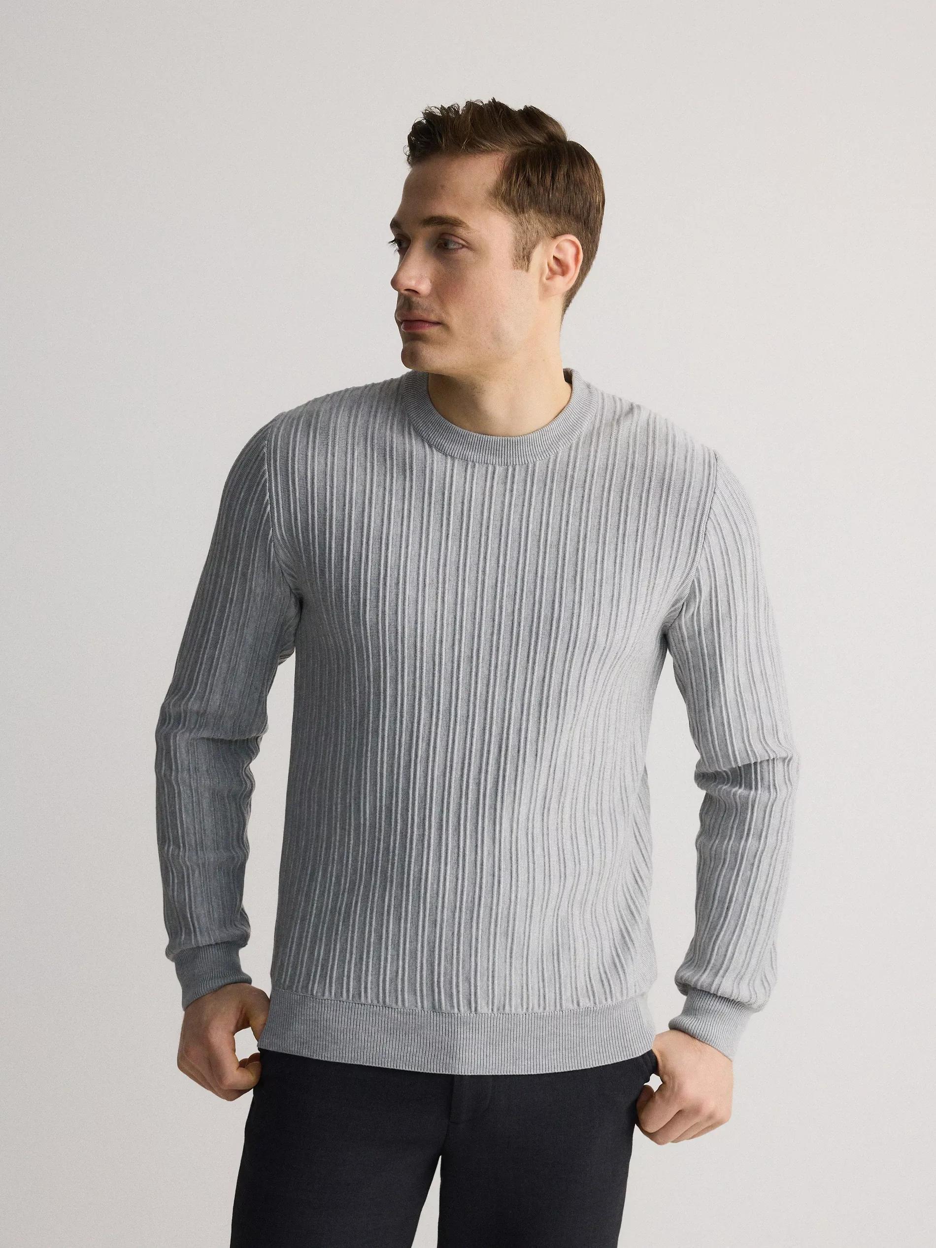 Grey Sweater With High Viscose Content, , large image number 1