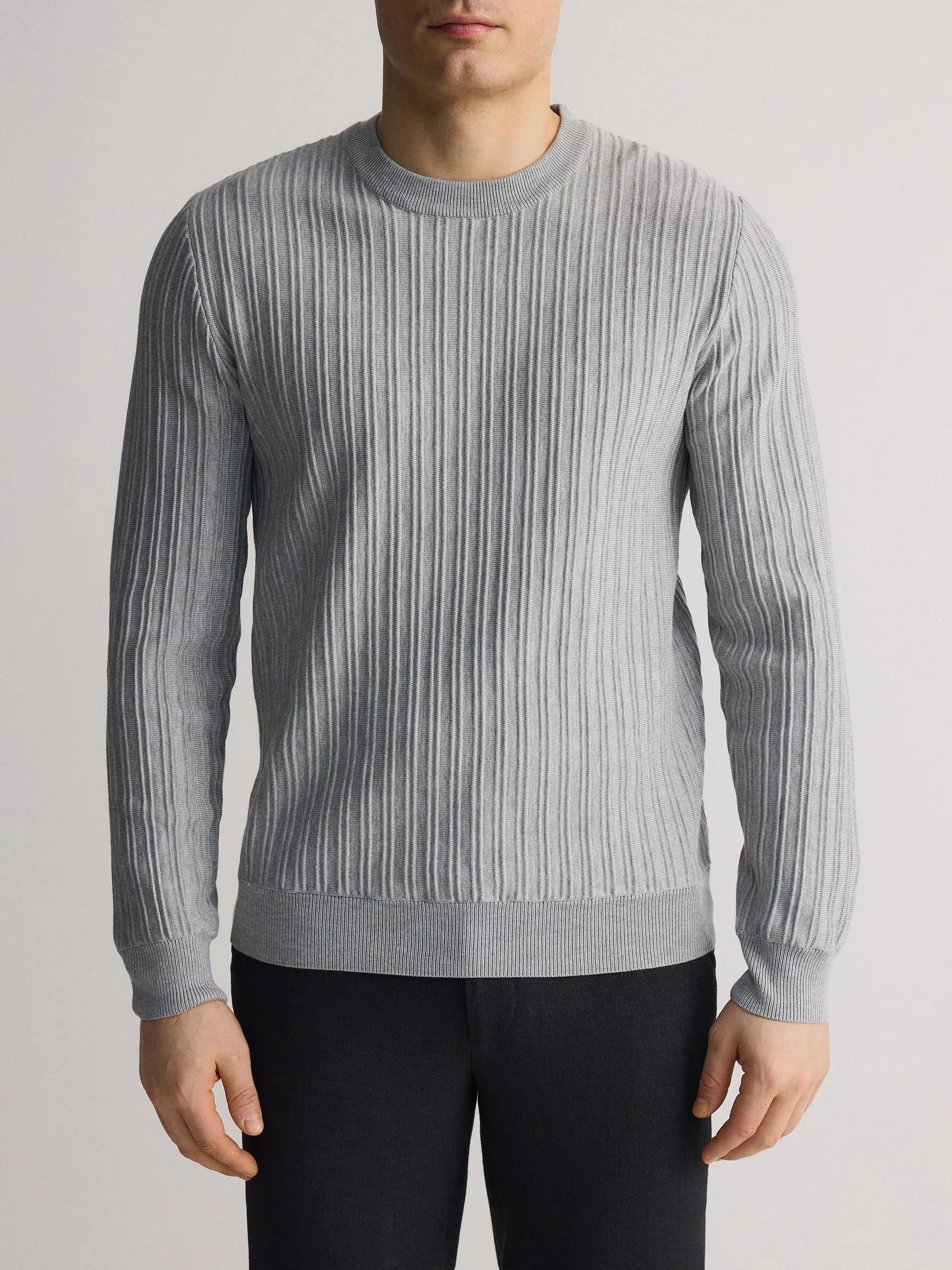Grey Sweater With High Viscose Content, , large image number 3