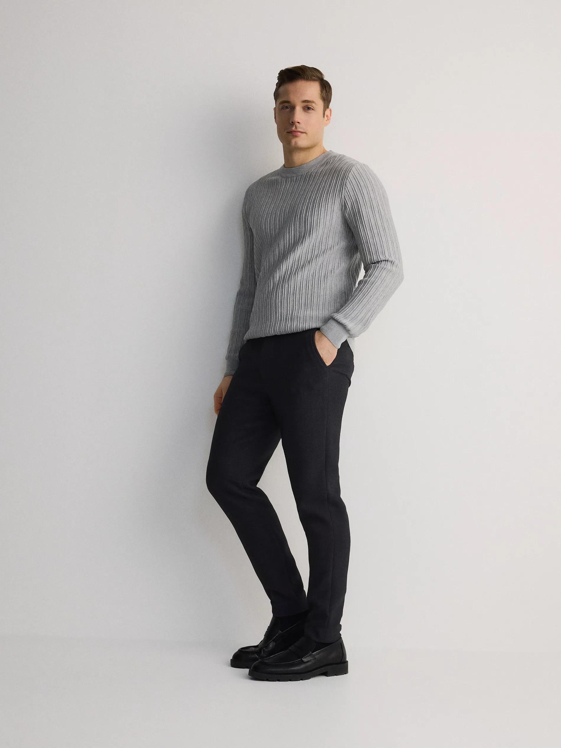 Grey Sweater With High Viscose Content, , large image number 4