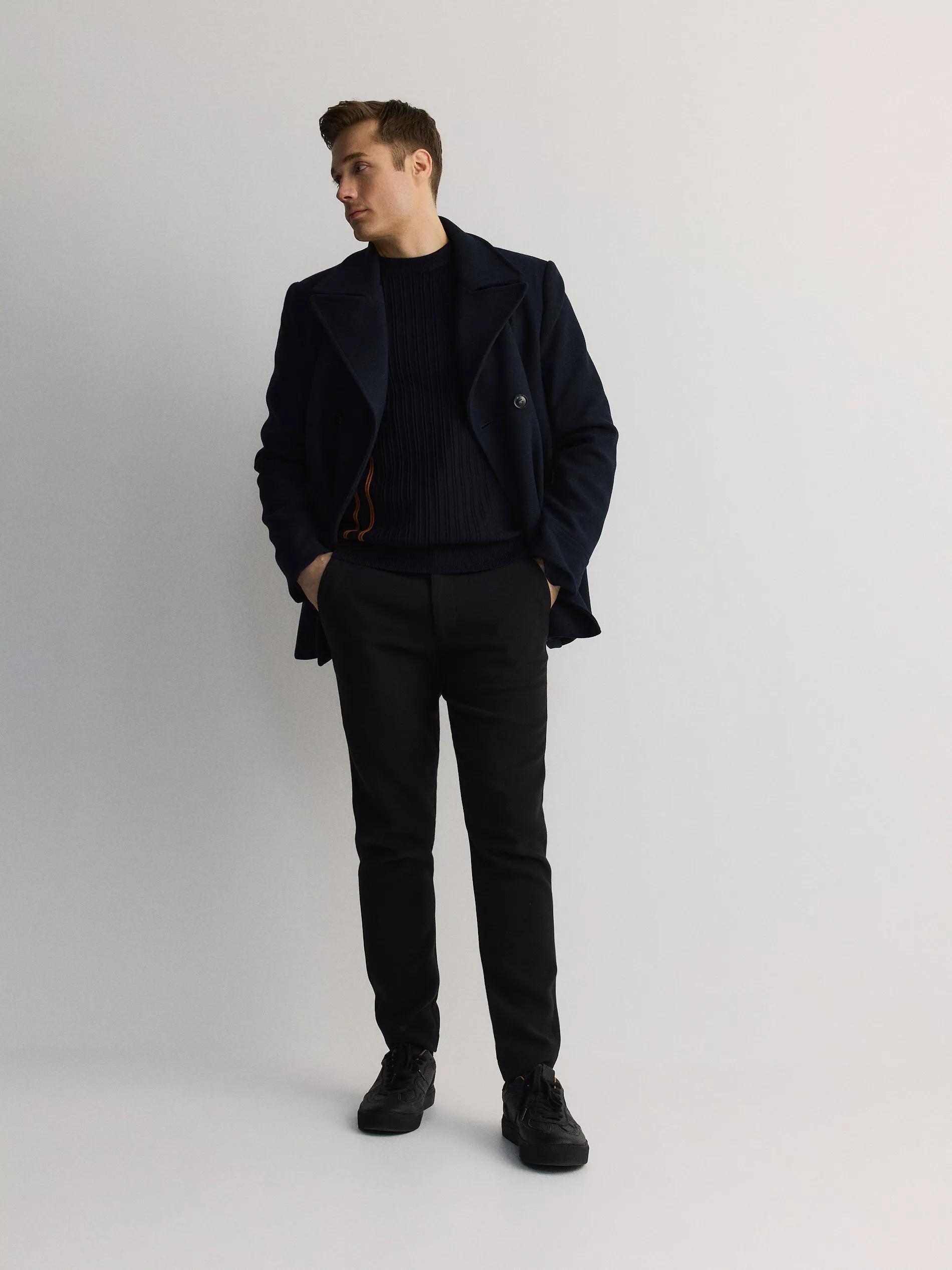 Navy Sweater With A High Viscose Content, , large image number 1