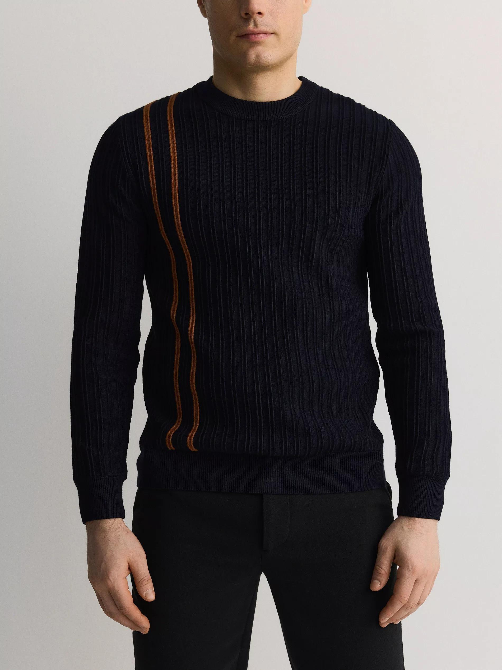 Navy Sweater With A High Viscose Content, , large image number 3