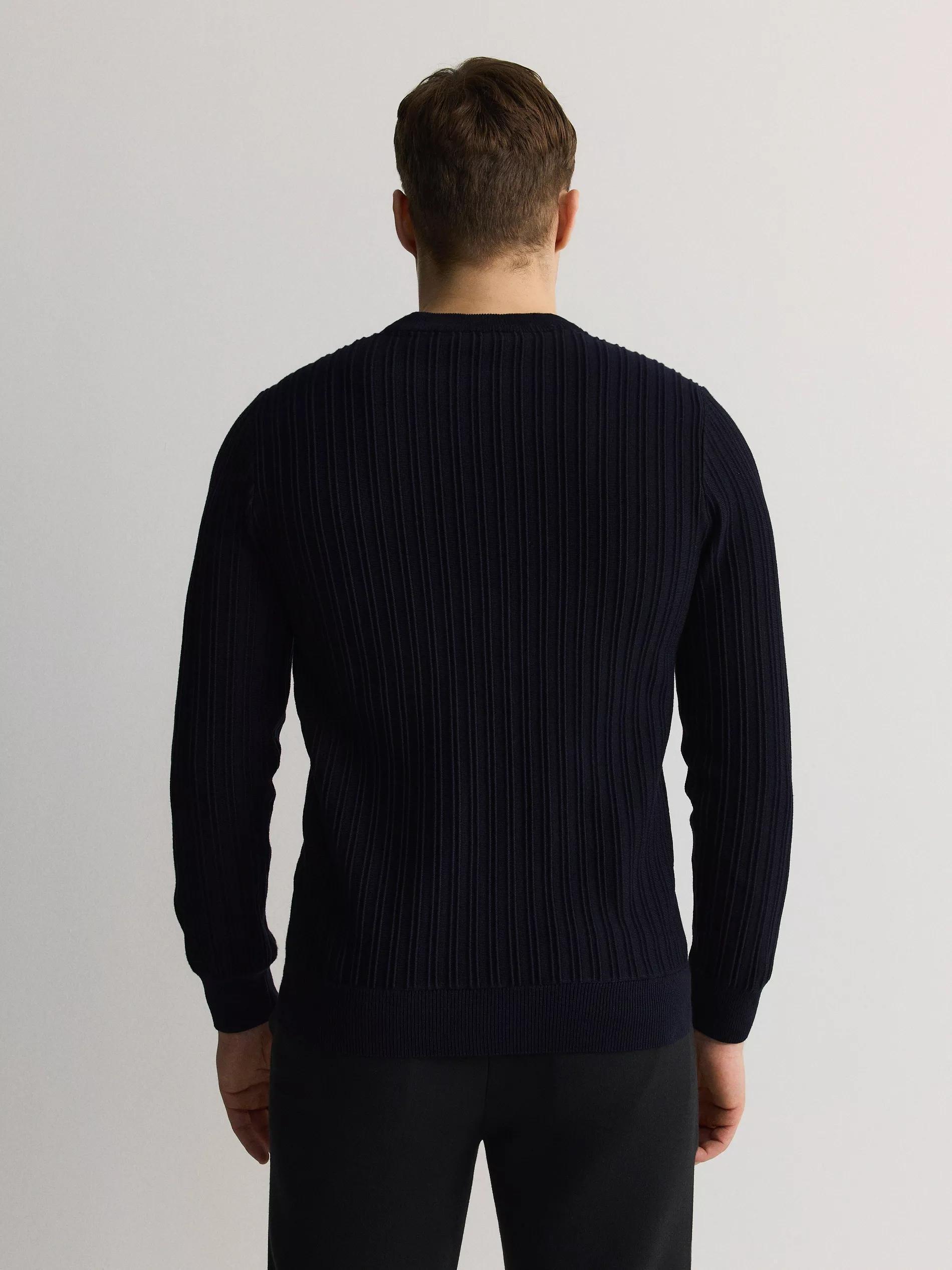 Navy Sweater With A High Viscose Content, , large image number 4