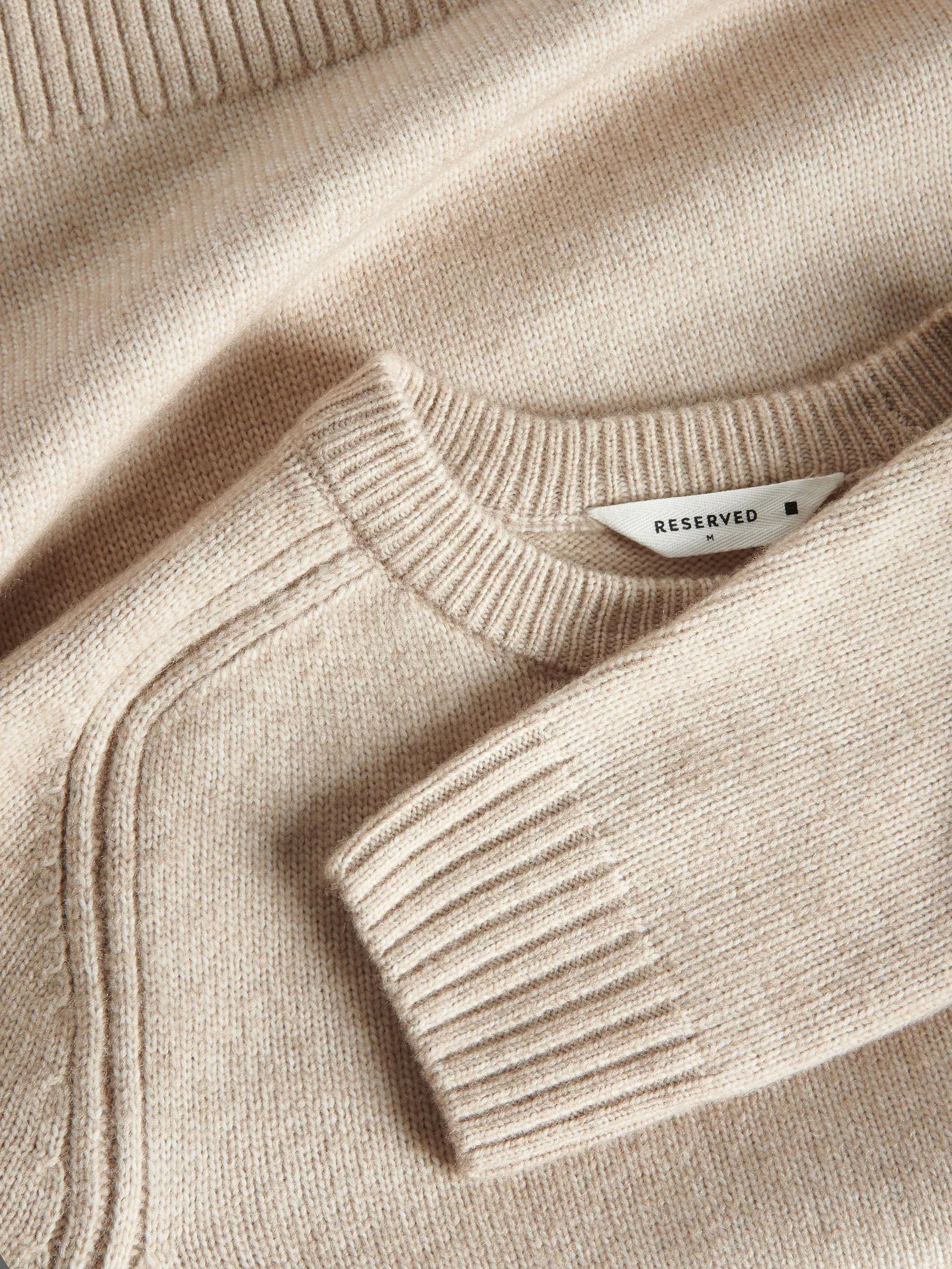 Beige Round Neck Blend Sweater, Beige, large image number 1