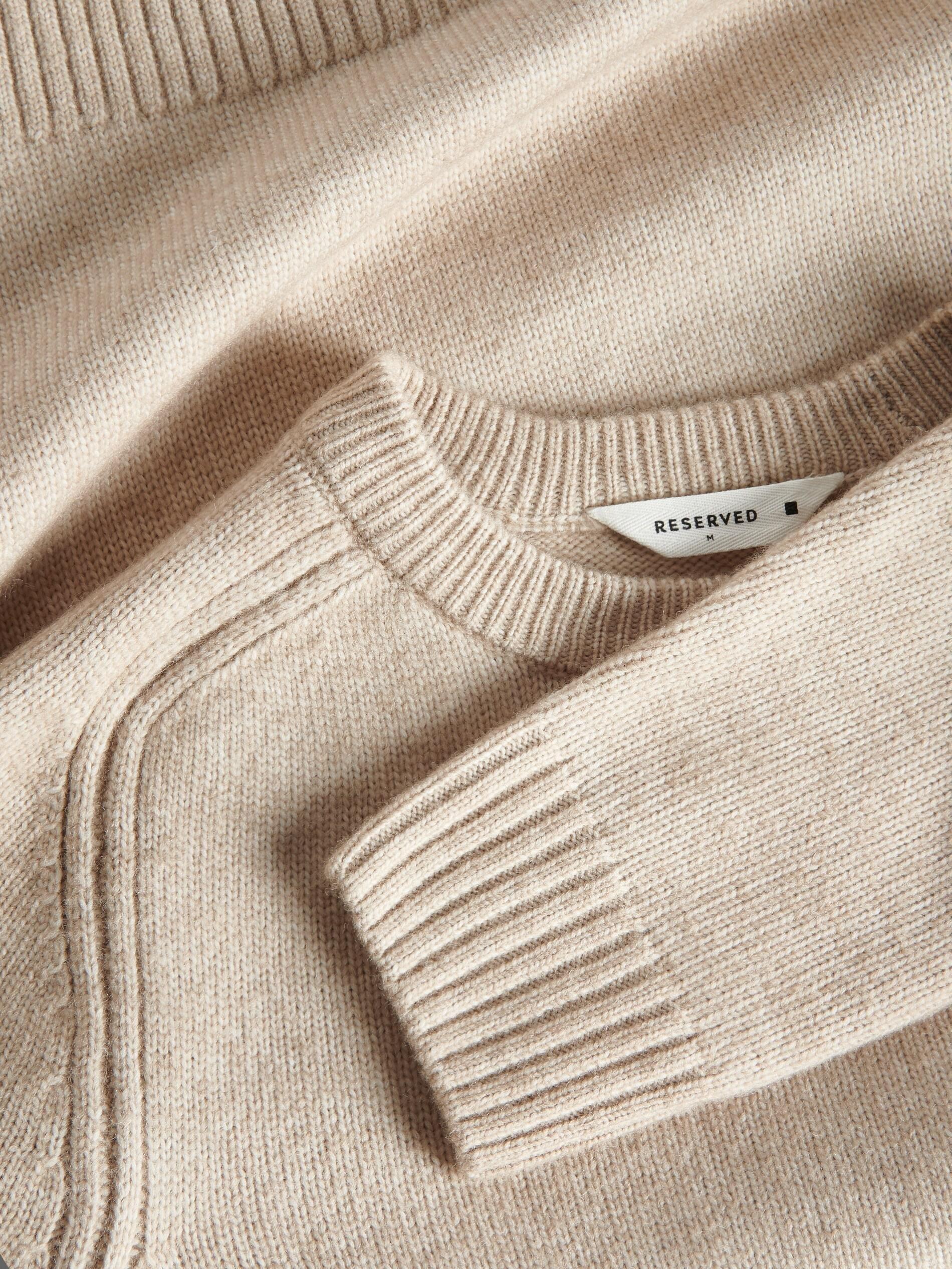 Beige Round Neck Blend Sweater, Beige, large image number 5