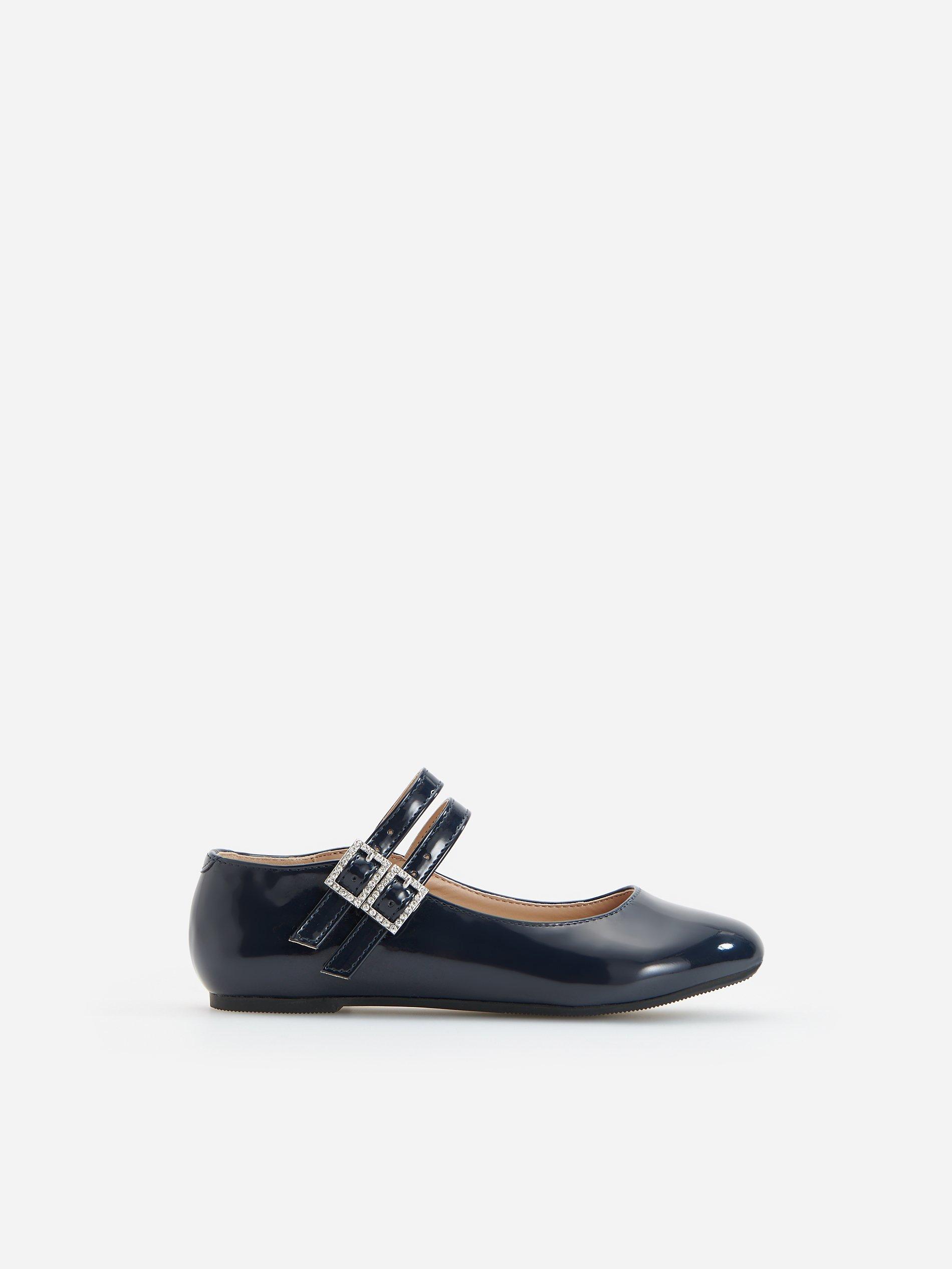 Navy High Shine Ballerinas, Kids Girls, , large image number 0