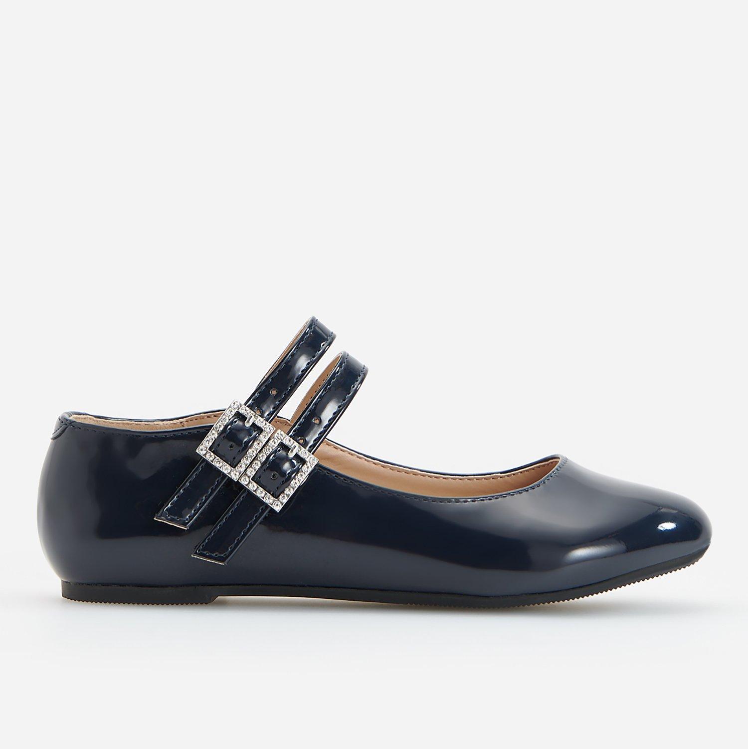 Navy High Shine Ballerinas, Kids Girls, , large image number 2