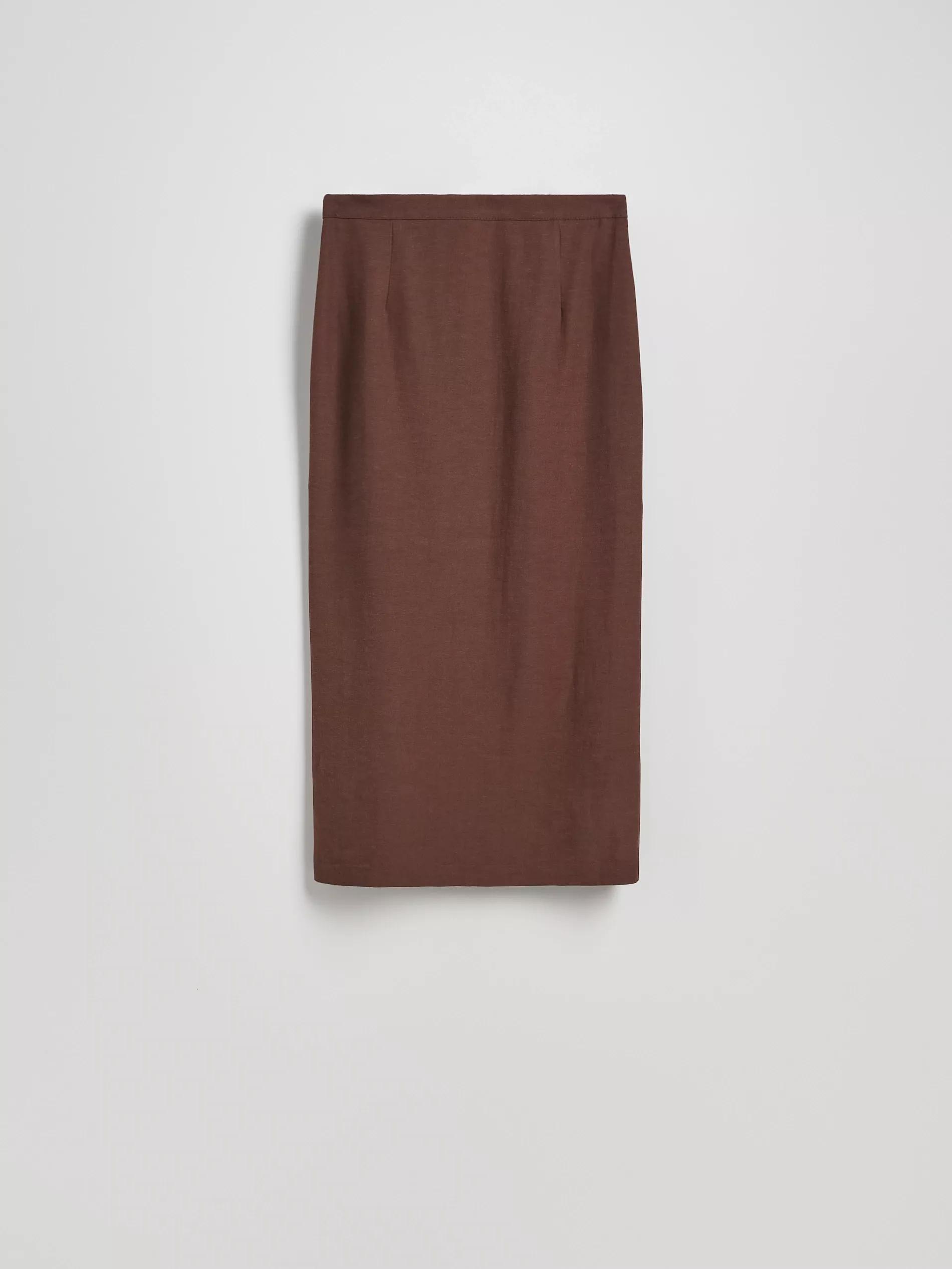 Brown Viscose Blend Midi Skirt, Brown, large image number 2