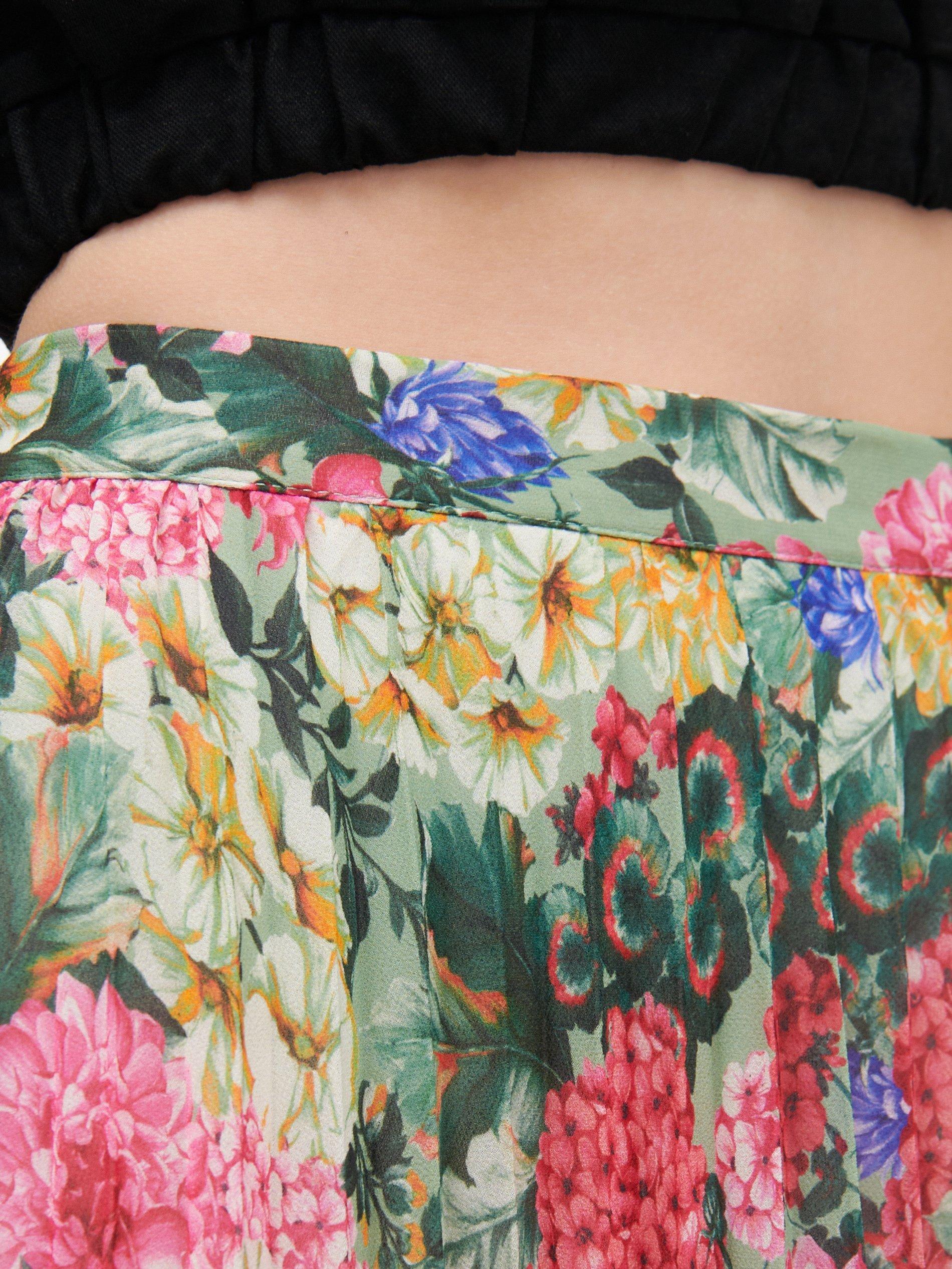 Multicolour Pleated Skirt In Flowers, , large image number 5