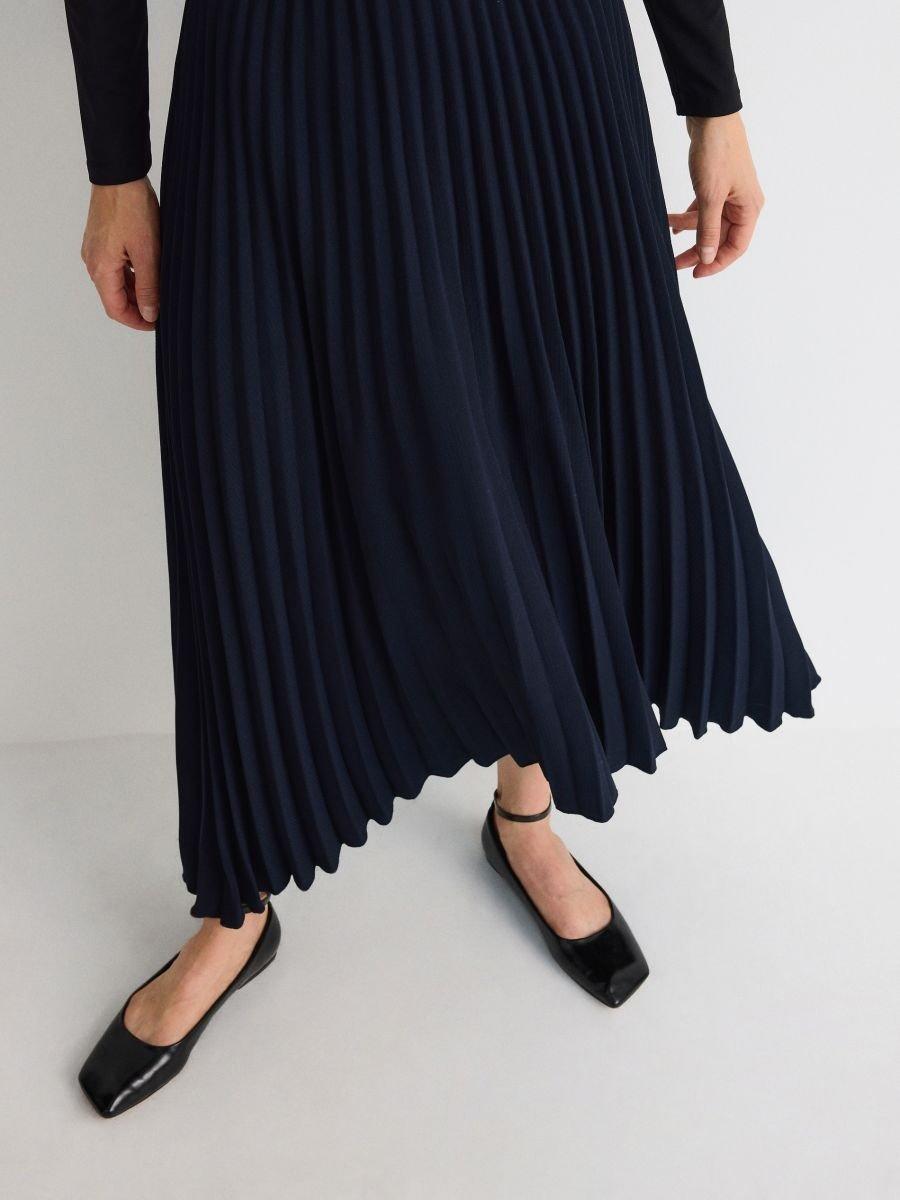 Navy Pleated Skirt, , large image number 1