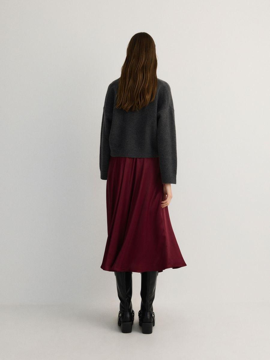 Burgundy Satin Midi Skirt, , large image number 2