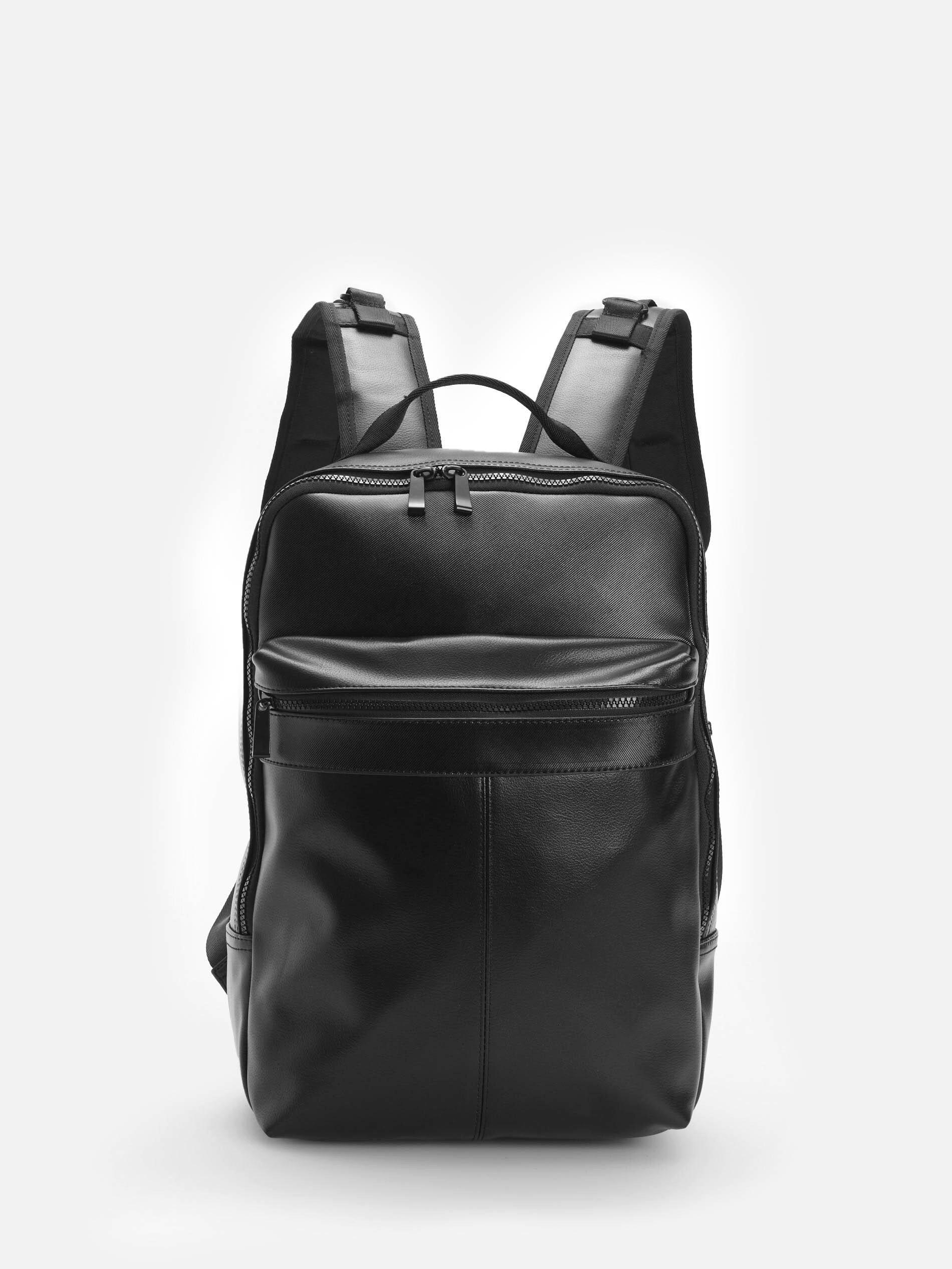 Black Faux Leather Backpack, , large image number 0