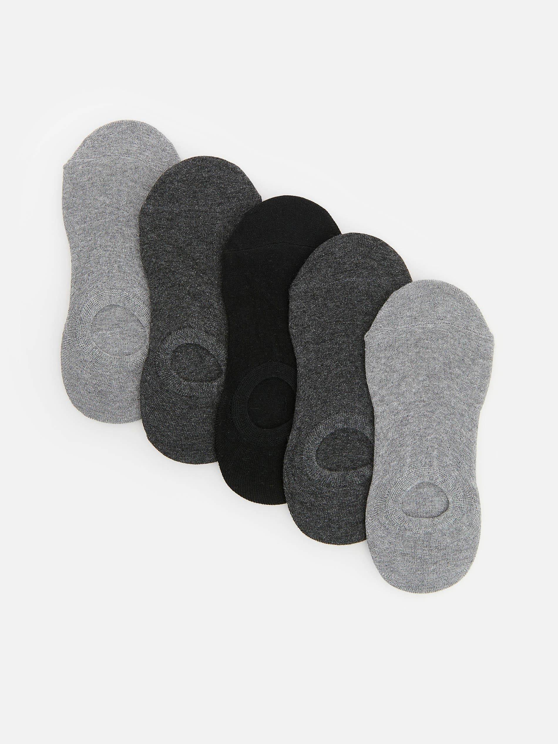 Grey Ankle Socks With Silicone Heel Grip 5 Pack, Men, , large image number 0