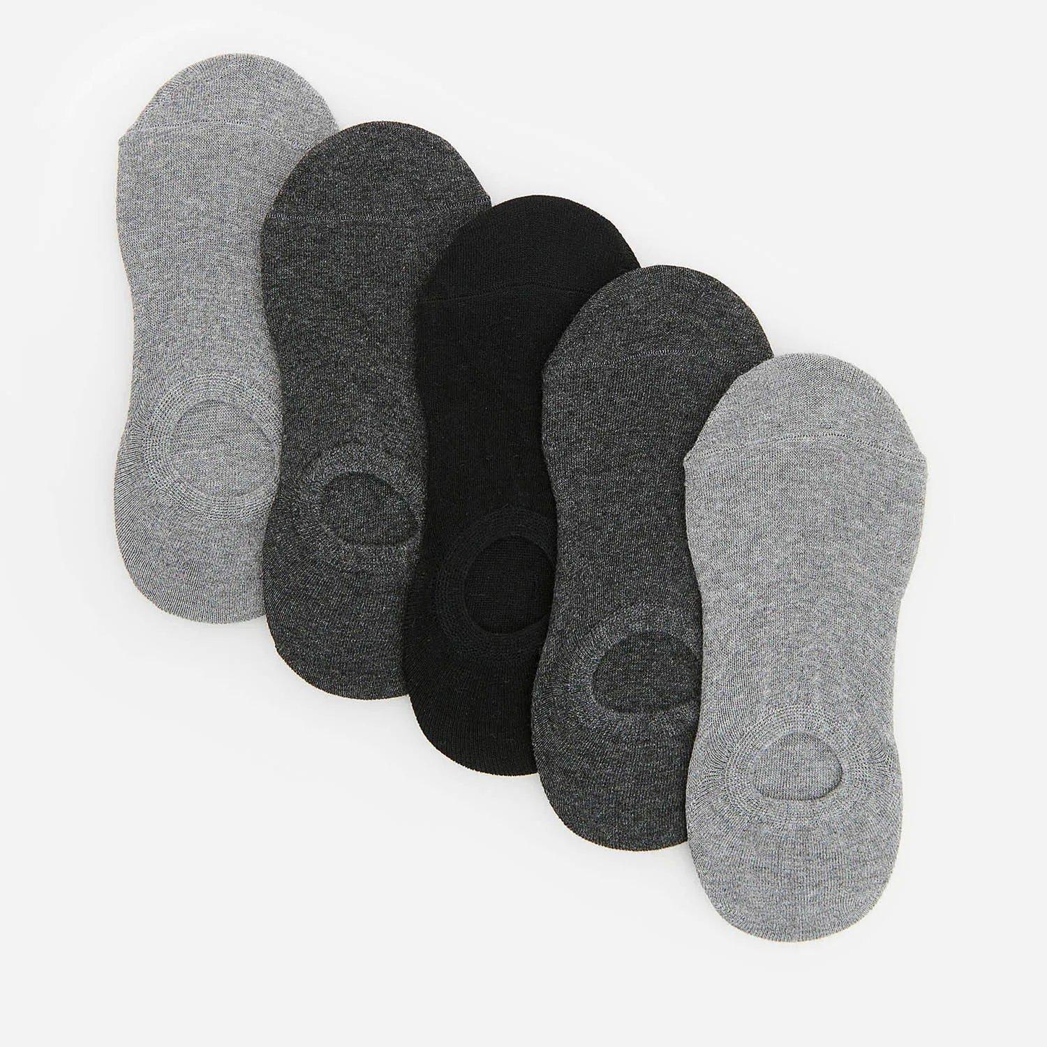 Grey Ankle Socks With Silicone Heel Grip 5 Pack, Men, , large image number 1