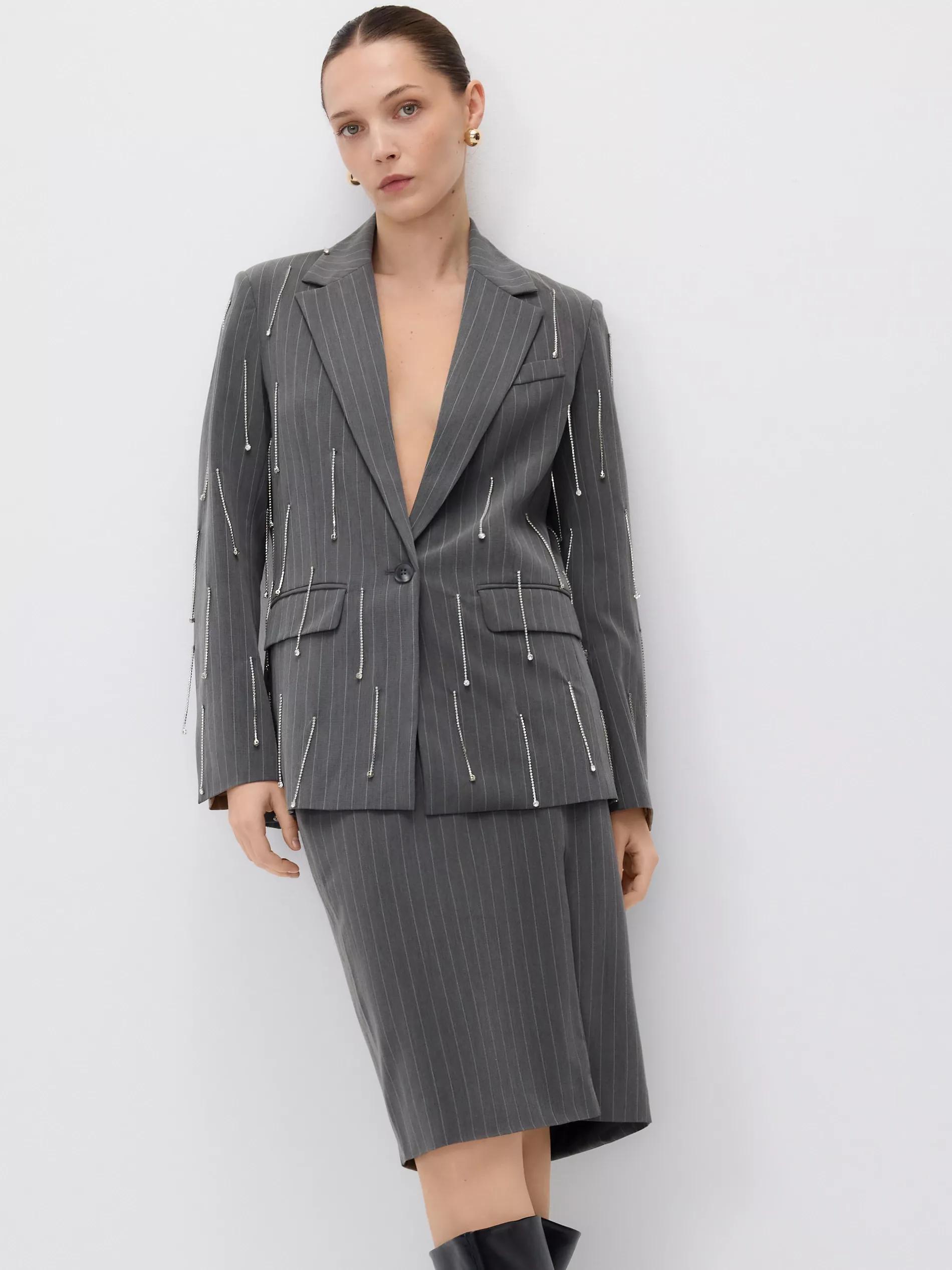 LIGHT GREY Skirt with slit, Light grey, large image number 0