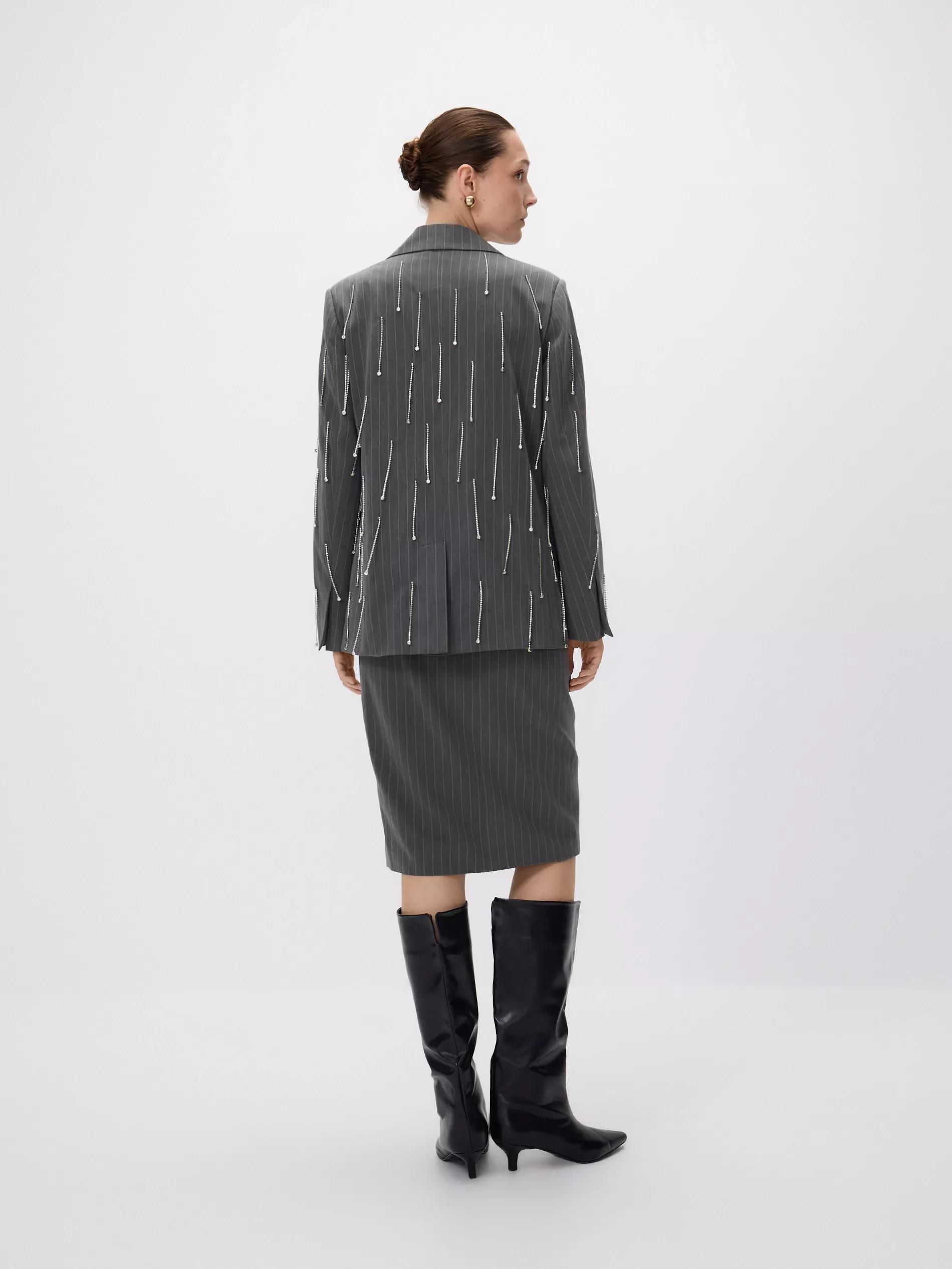 LIGHT GREY Skirt with slit, Light grey, large image number 2