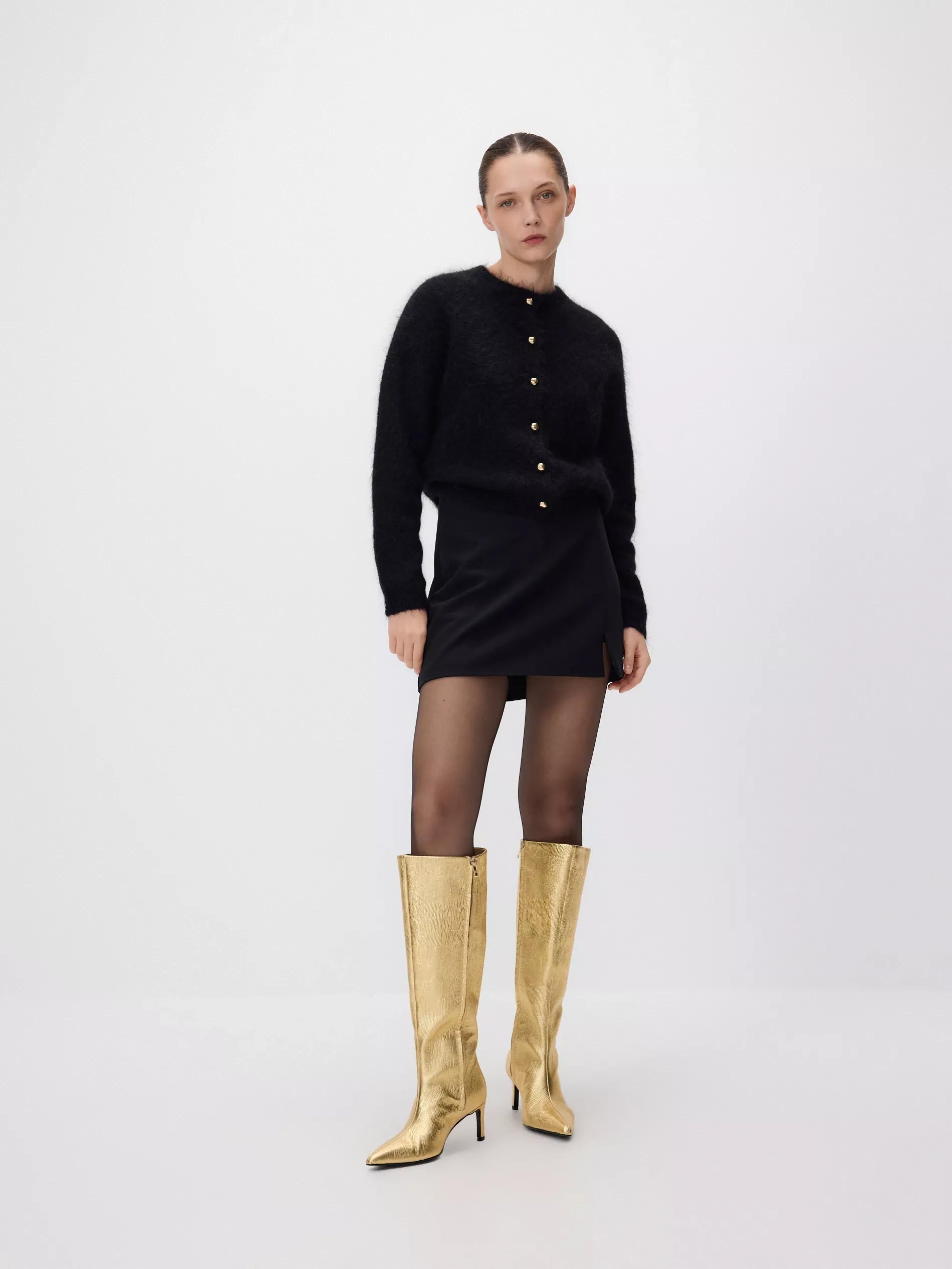 BLACK Skirt with decorative belt, Black, medium