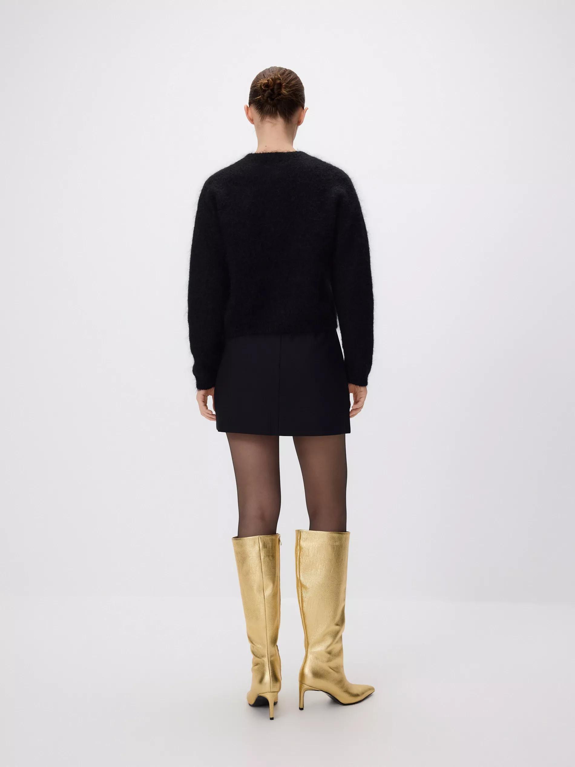 BLACK Skirt with decorative belt, Black, medium