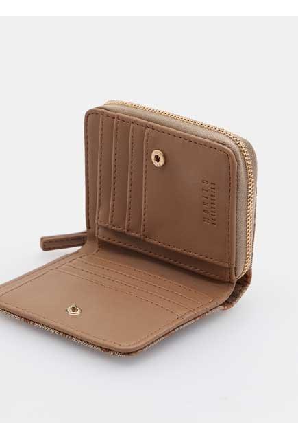Beige Wallet With Structural Detailing, Women, , large image number 1