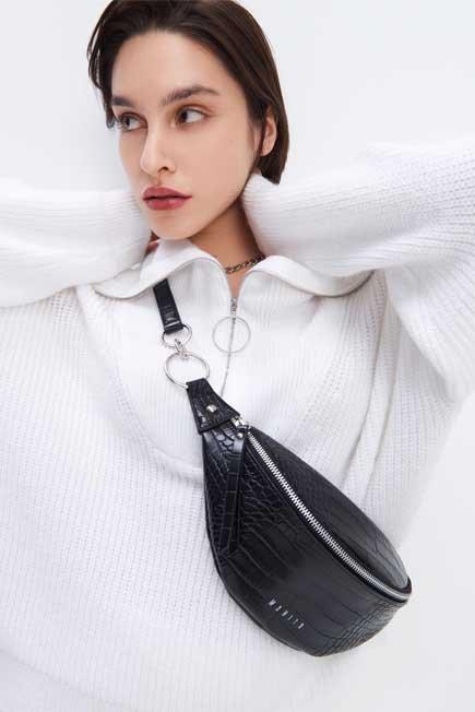 Black Bum Bag, Women, , large image number 1